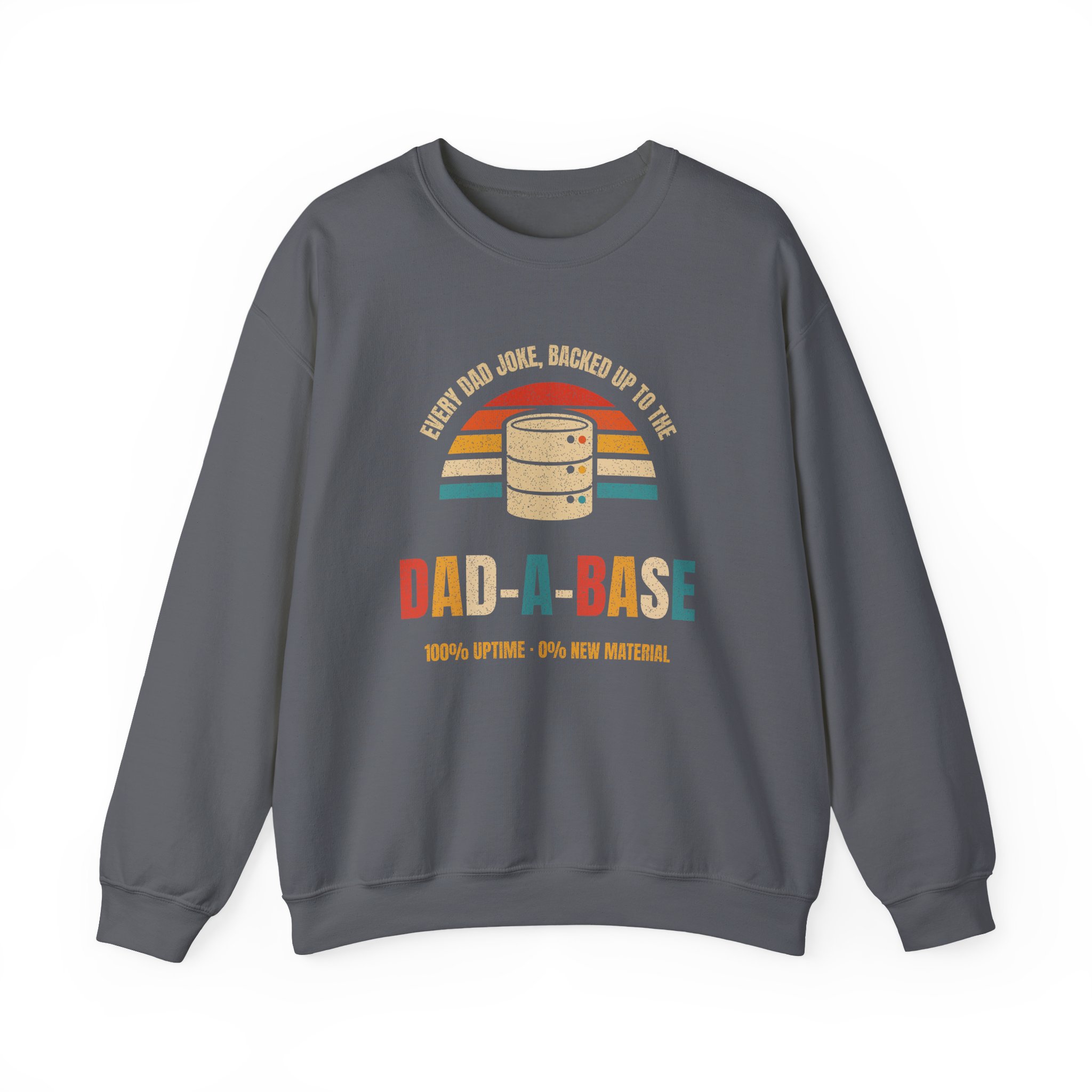 Dad-a-Base crewneck sweatshirt in Charcoal, front view