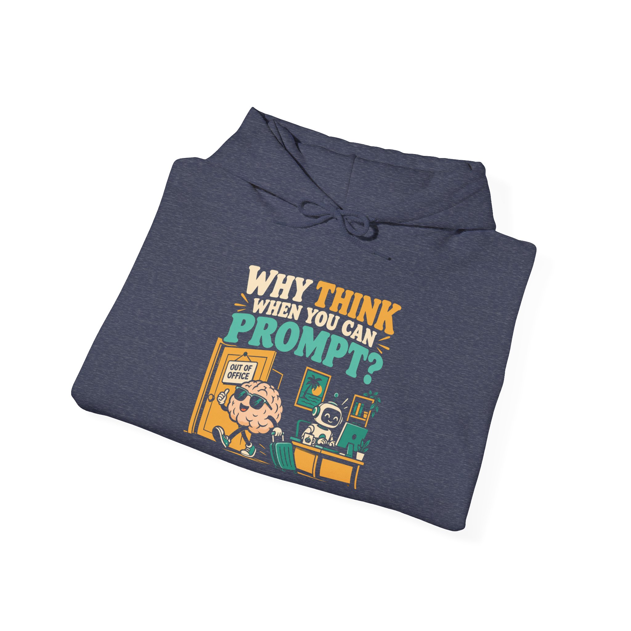 Prompt Out of Office hoodie in Heather Sport Dark Navy, folded