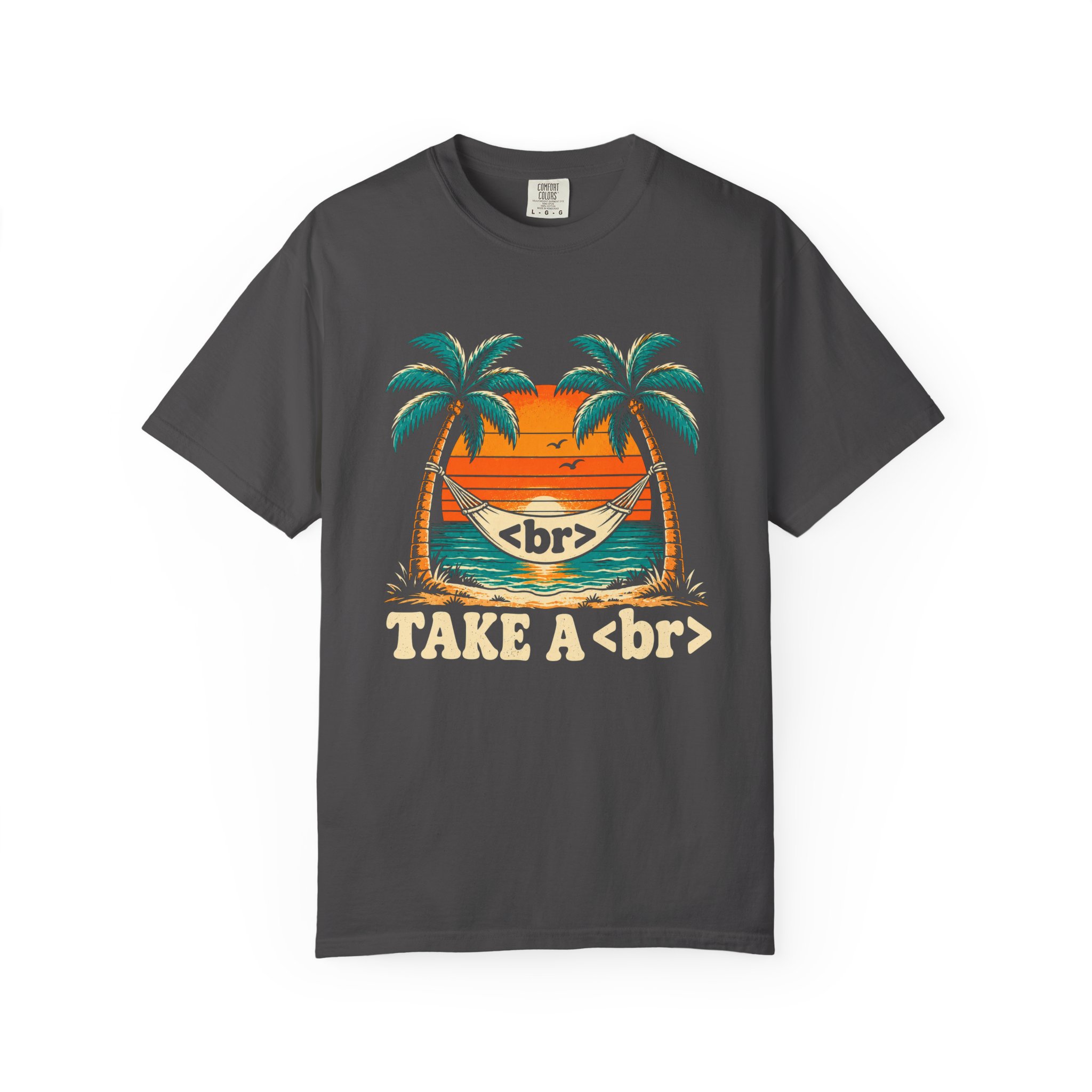 Take a Break Hammock T-shirt in Graphite, front view