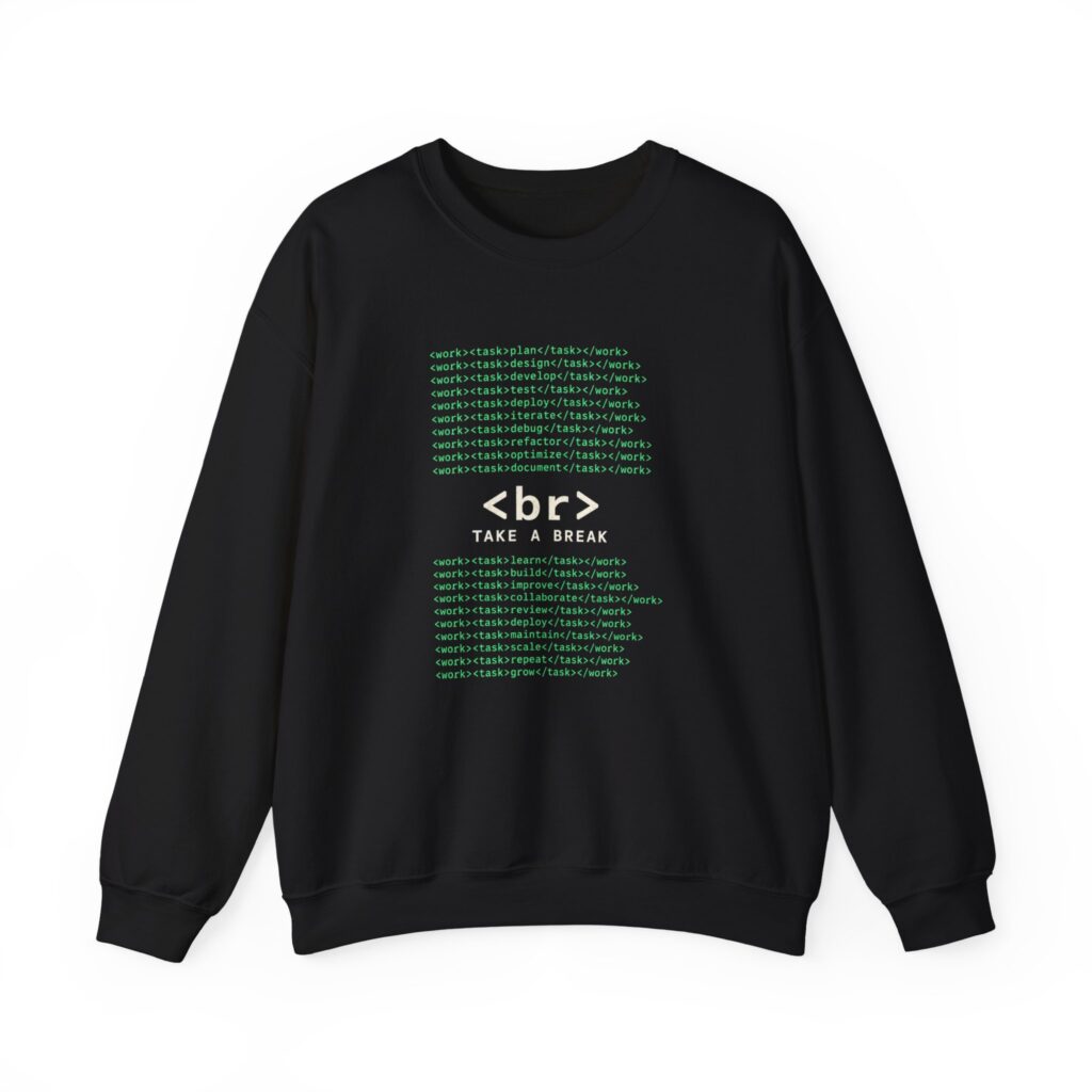 Work Work Break crewneck sweatshirt in Black, front view