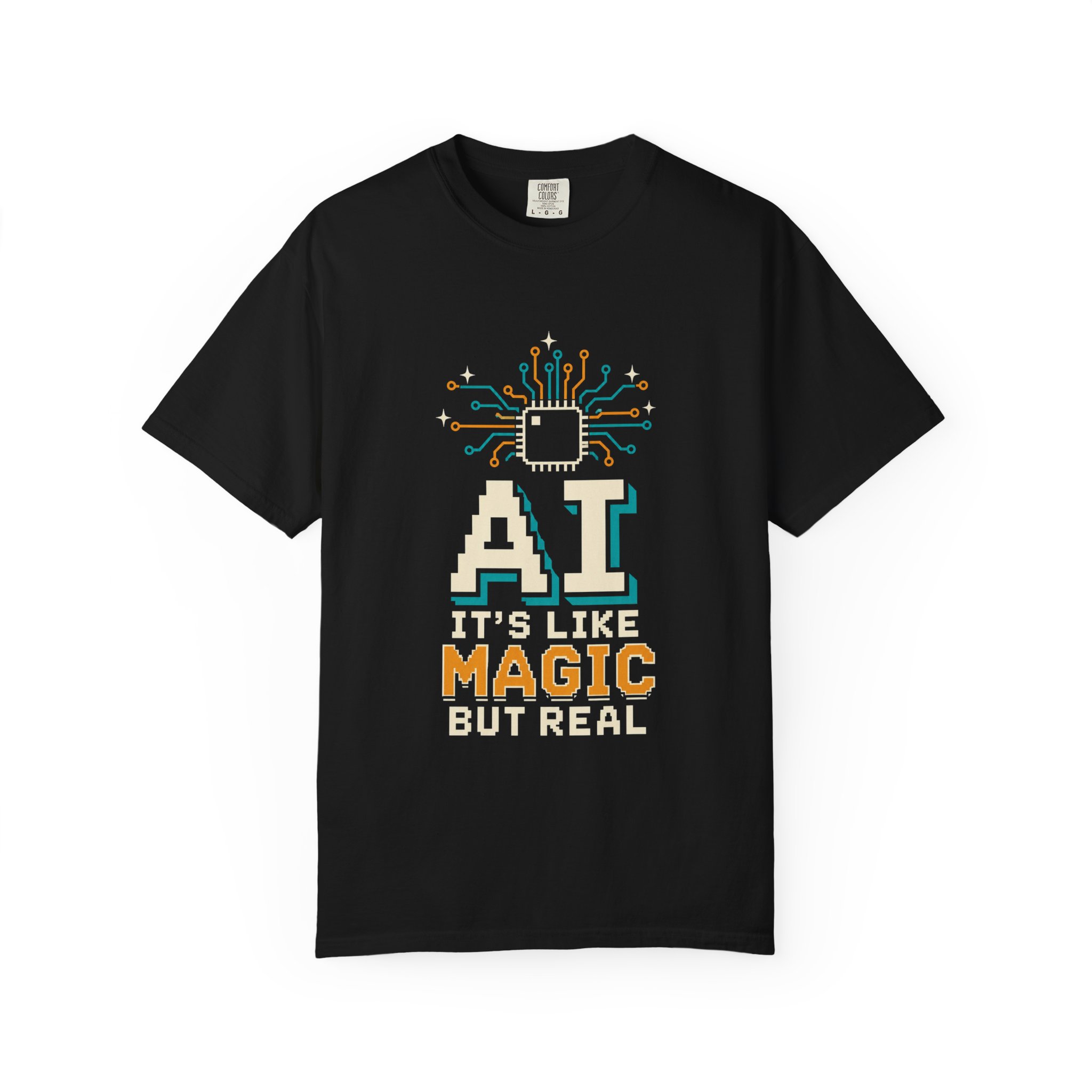 AI Magic Chip T-shirt in Black, front view