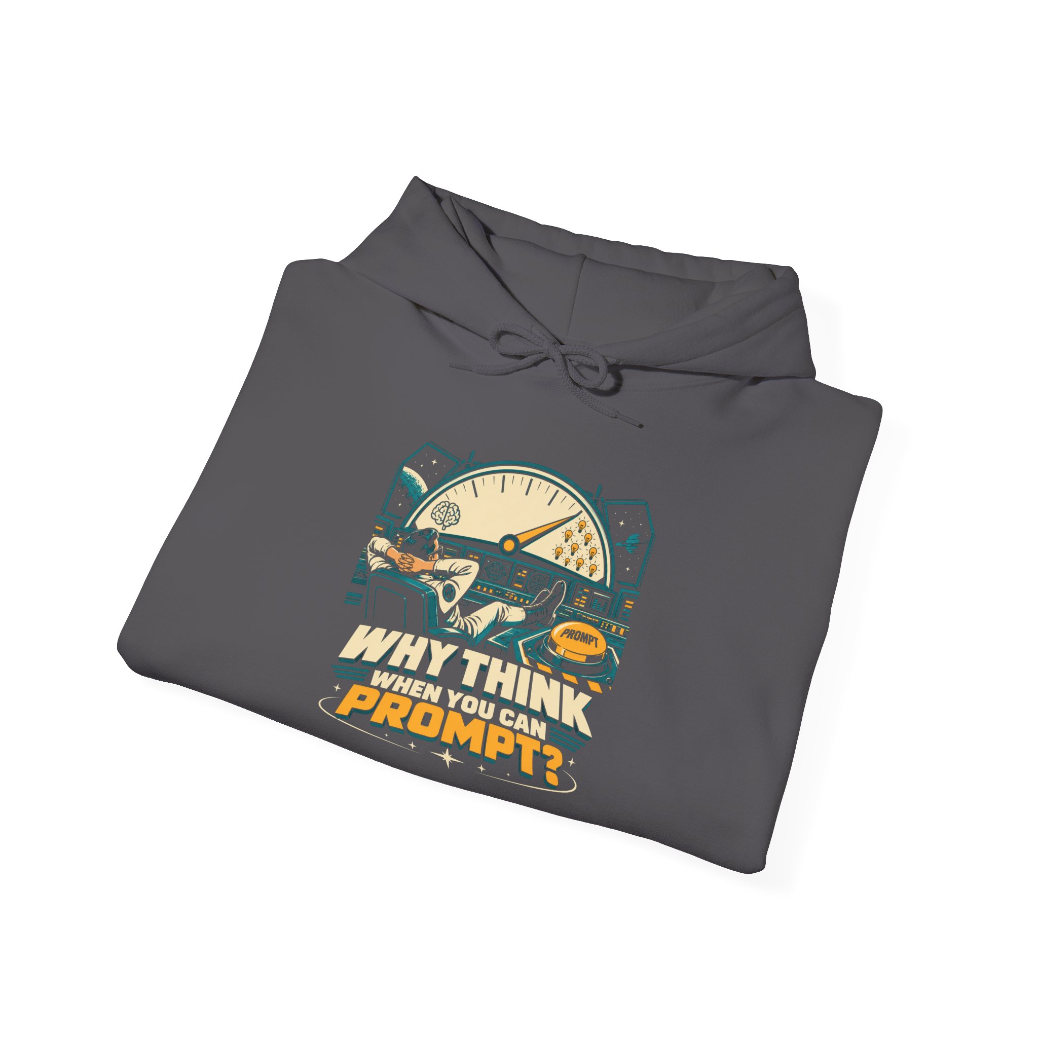 Prompt Mission Control hoodie in Charcoal, folded