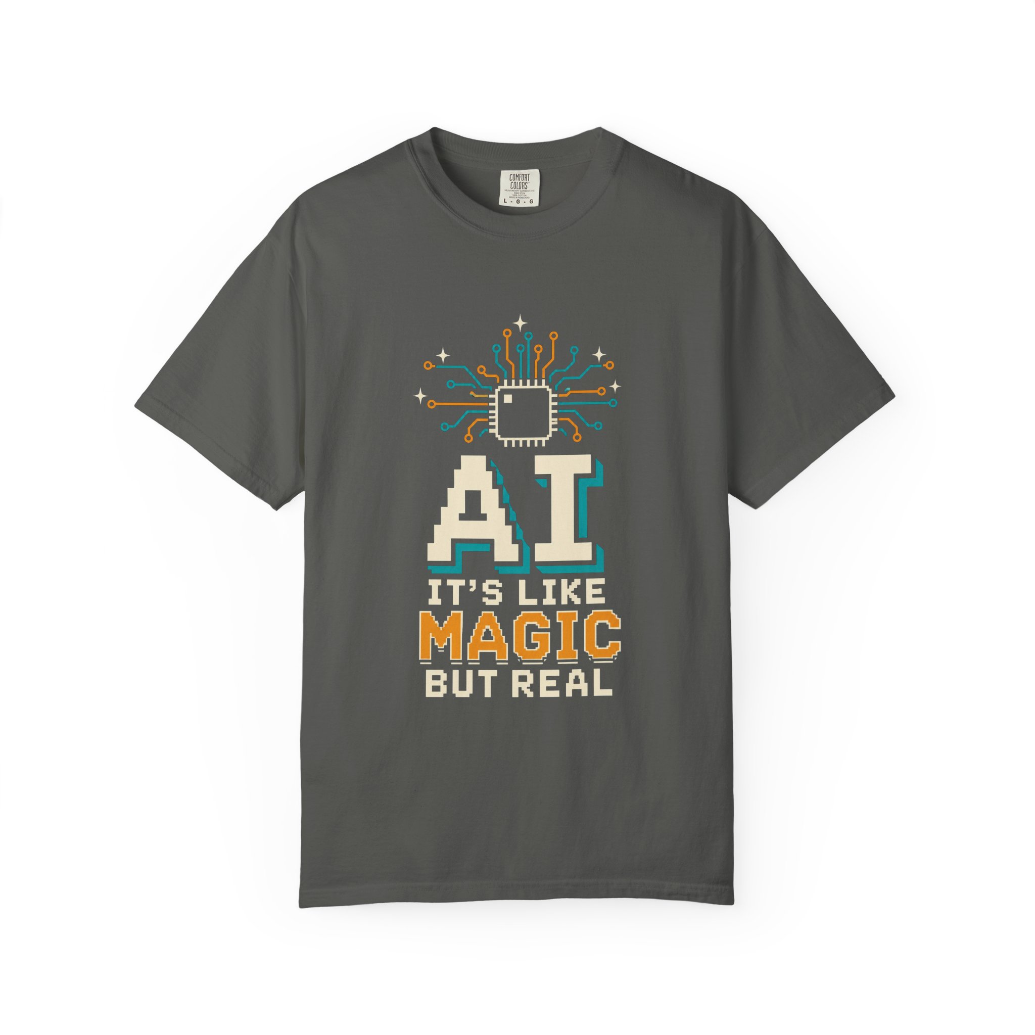 AI Magic Chip T-shirt in Pepper, front view