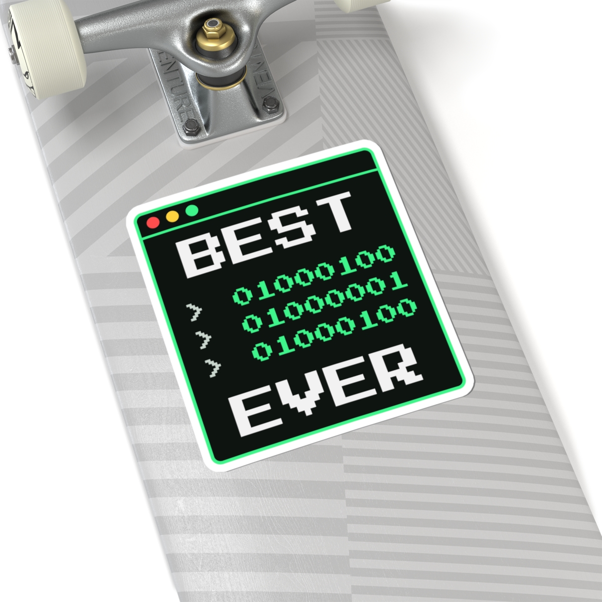 Best Dad Ever sticker, 6 inch, on a laptop