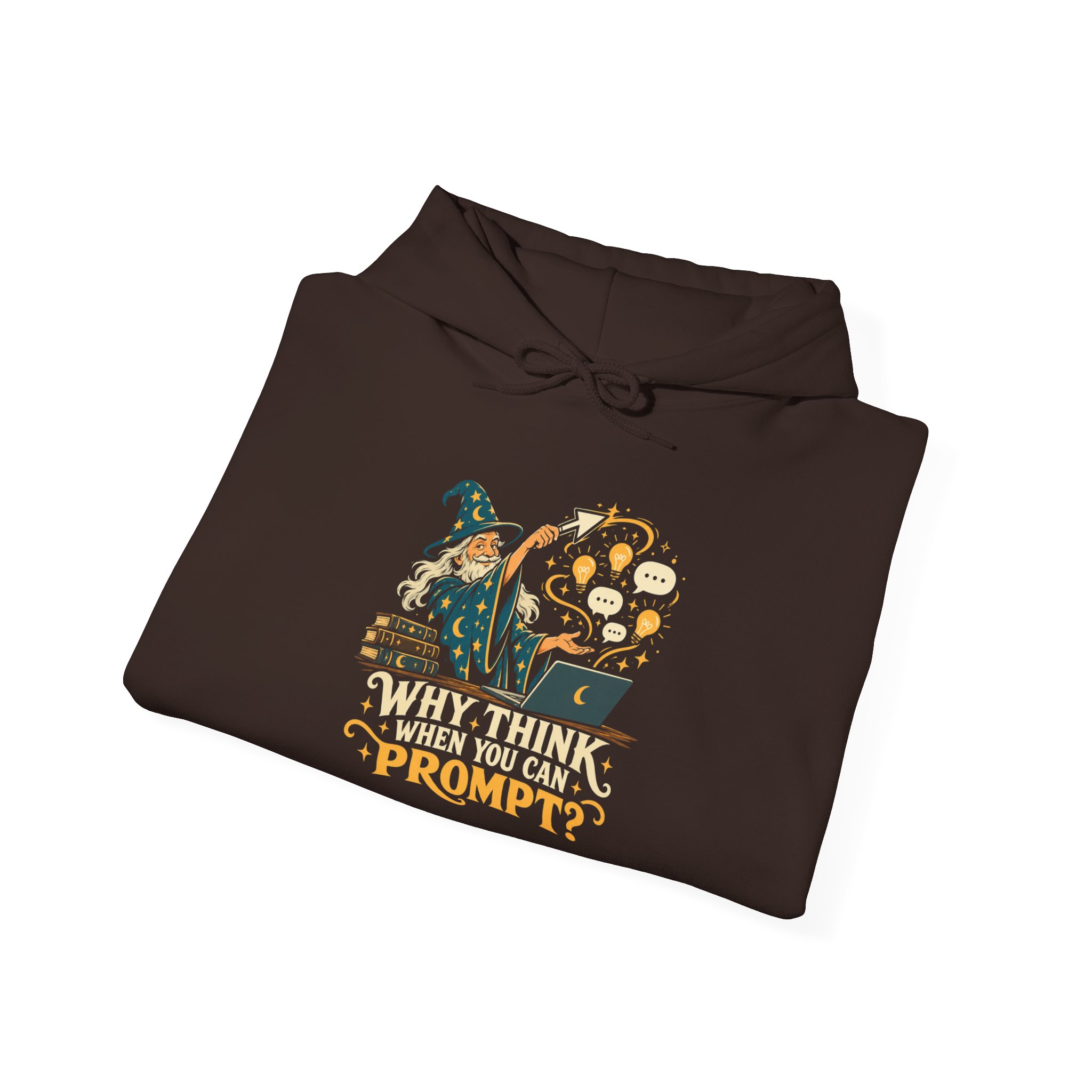 Prompt Wizard hoodie in Dark Chocolate, folded