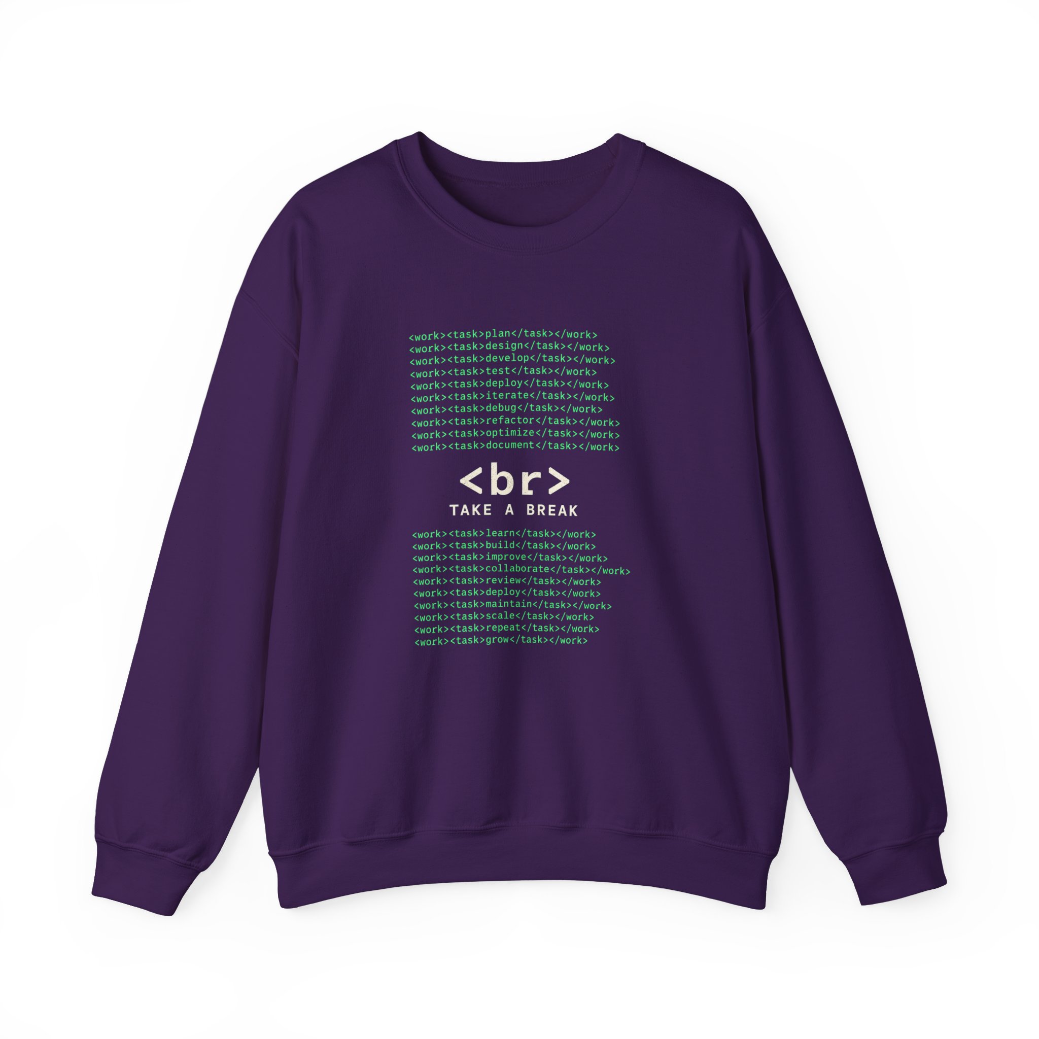 Work Work Break crewneck sweatshirt in Purple, front view