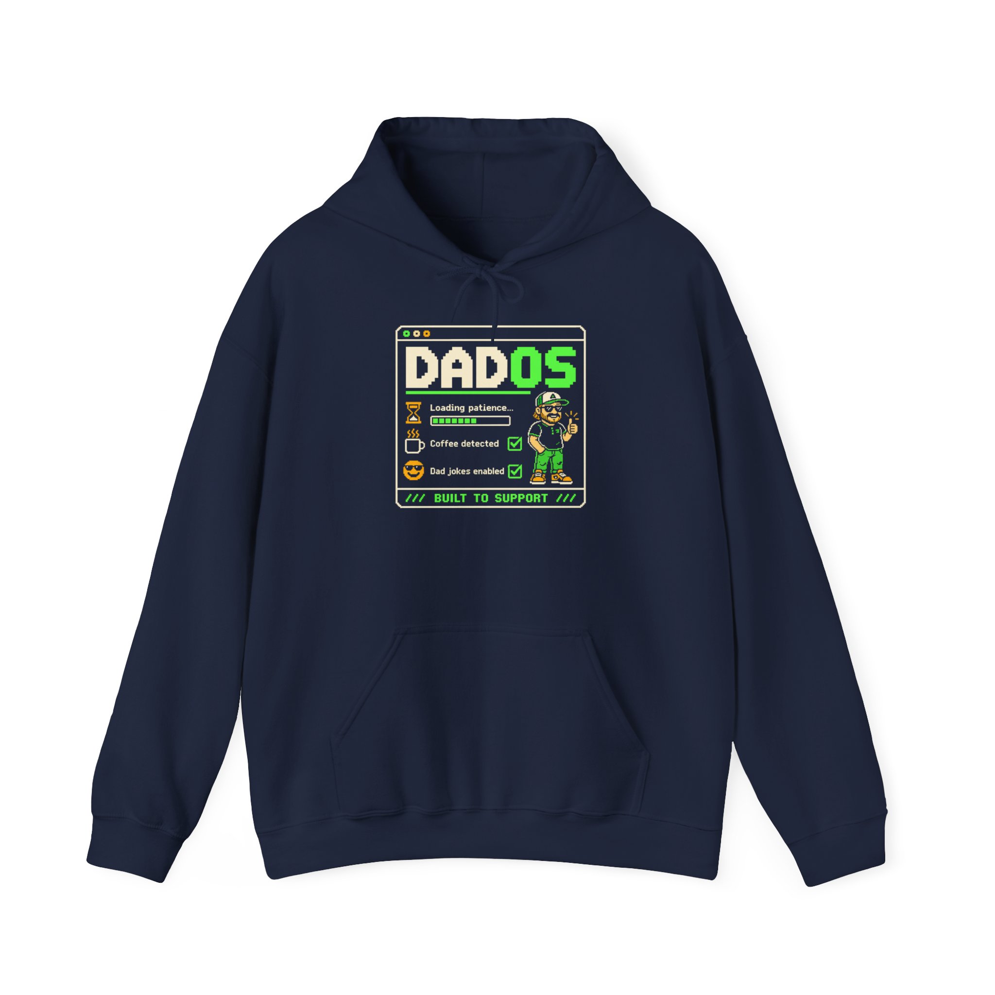 DadOS hoodie in Navy, front view