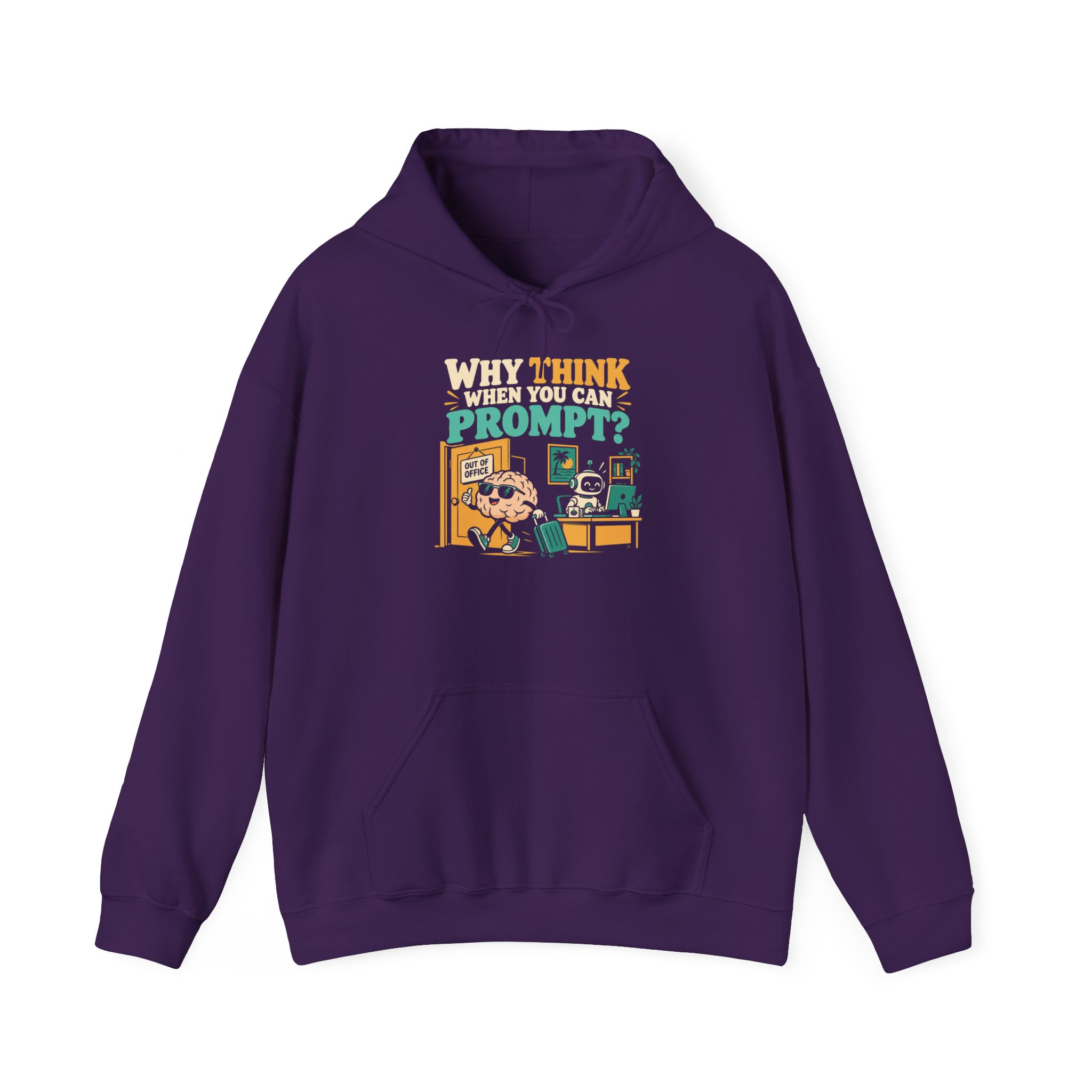 Prompt Out of Office hoodie in Purple, front view