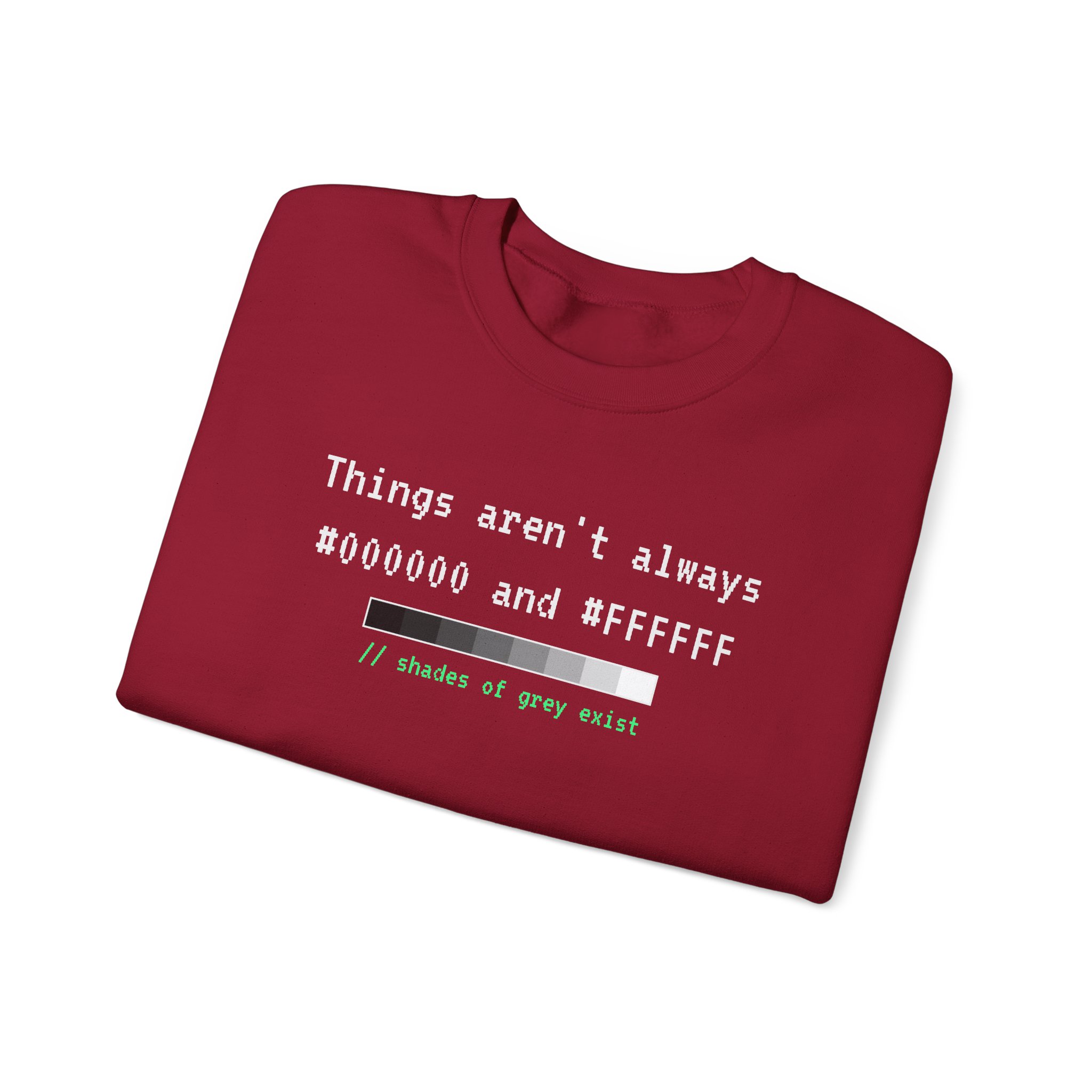 Shades of Grey Exist crewneck sweatshirt in Cardinal Red, folded