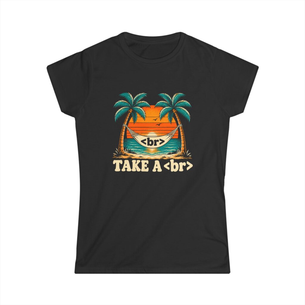 Take a Break Hammock women's T-shirt in Black, front view