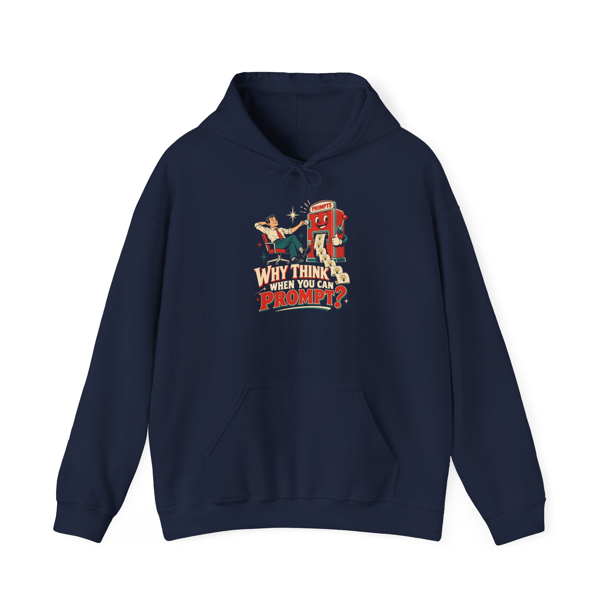 Prompt Machine hoodie in Navy, front view