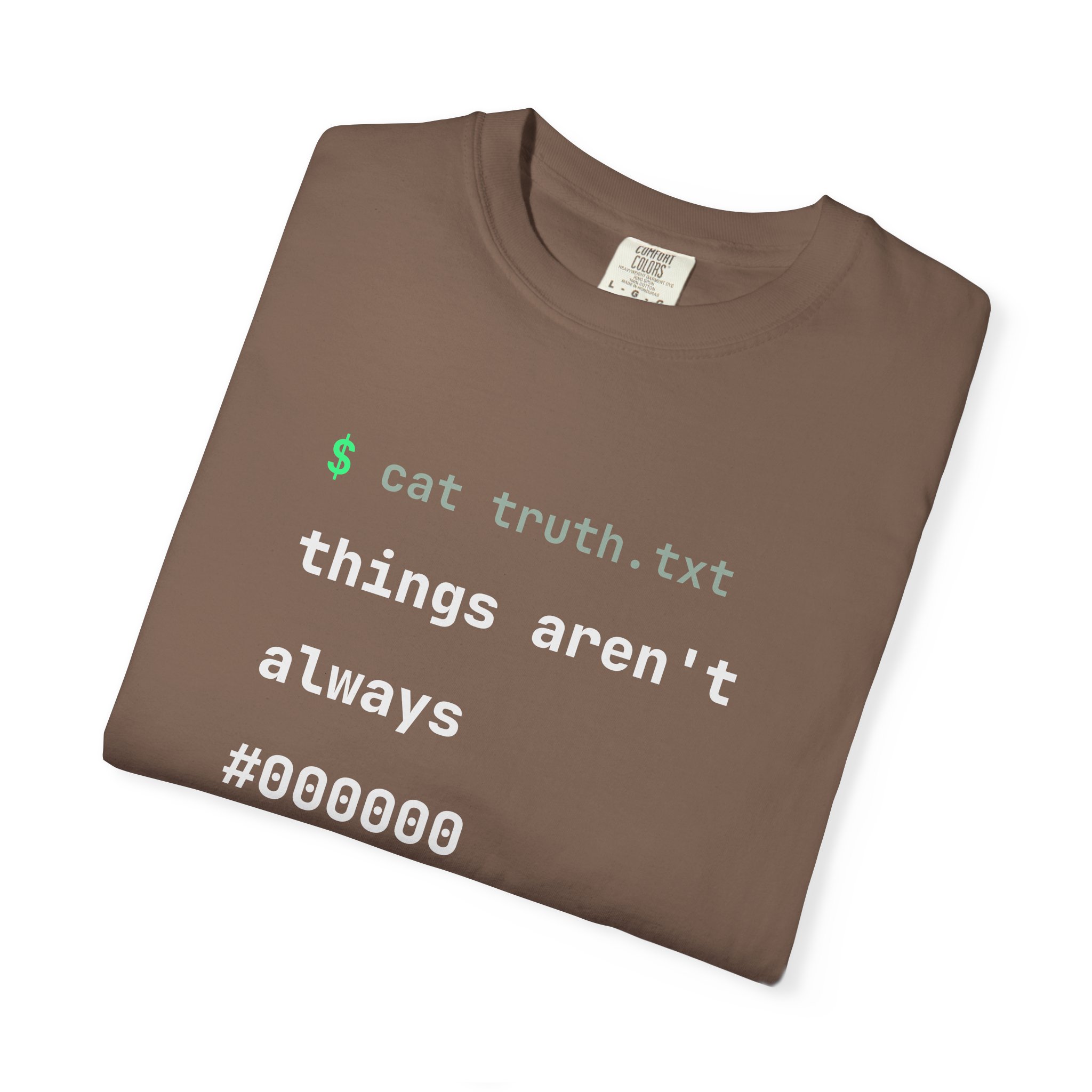 cat truth.txt T-shirt in Espresso, folded
