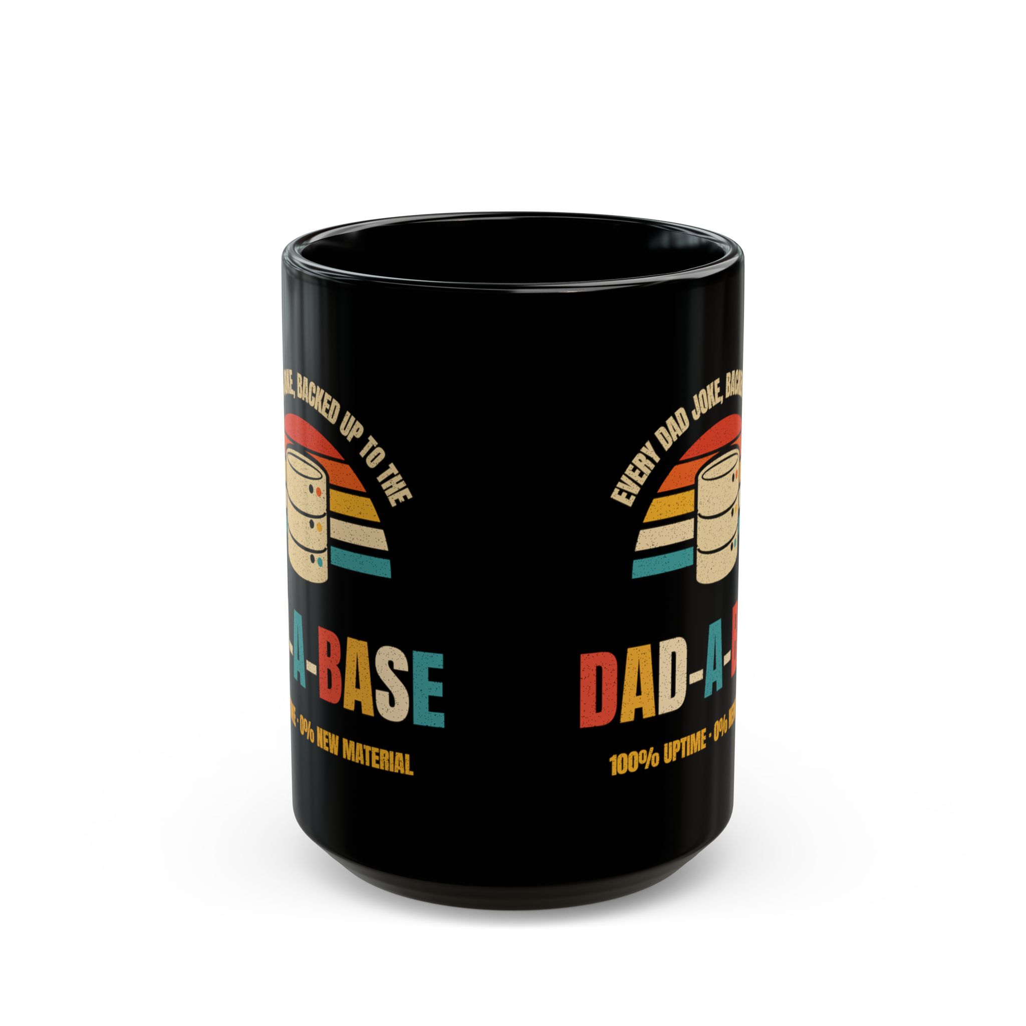 Dad-a-Base black mug, 15 oz, front view