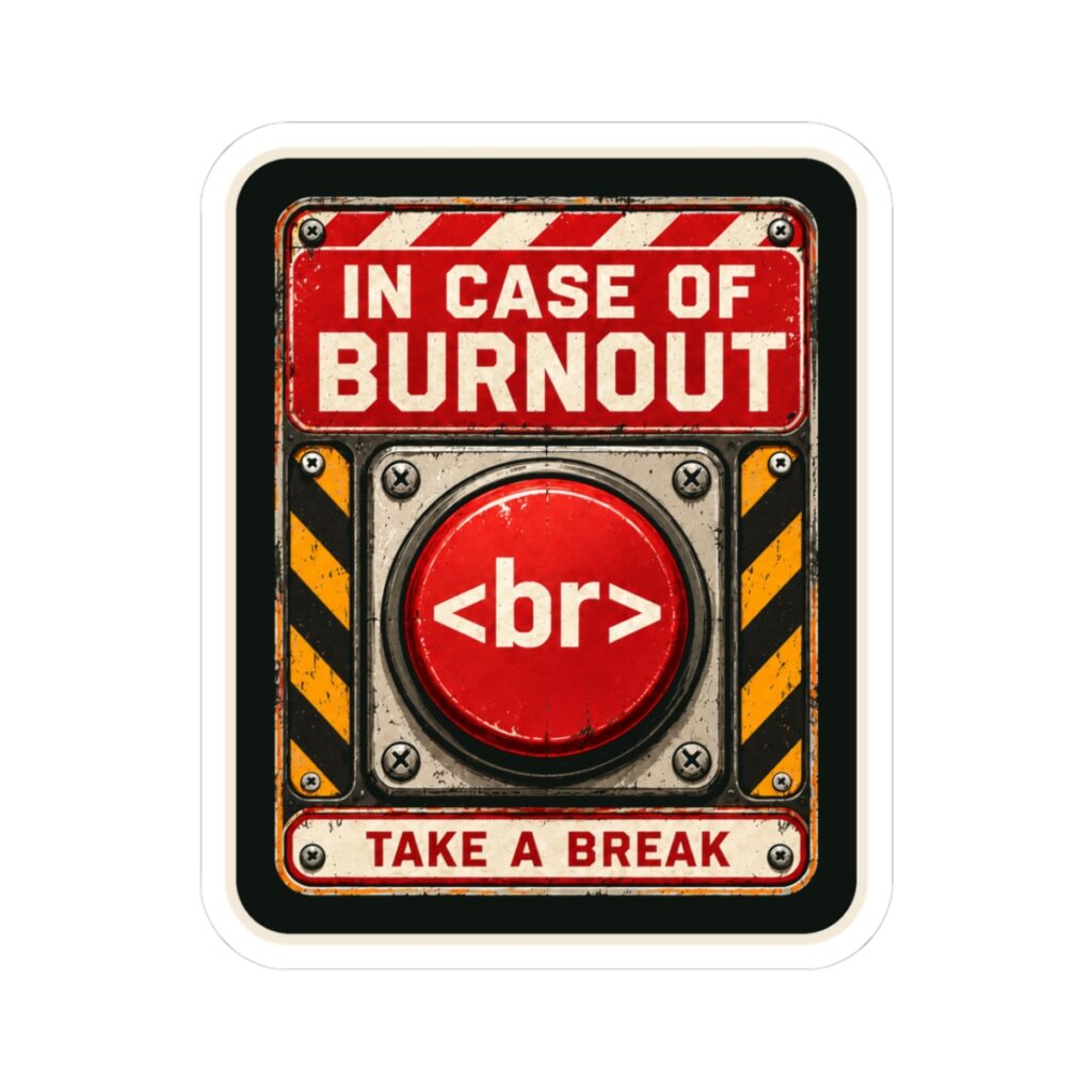 In Case of Burnout sticker, 3 inch, front view