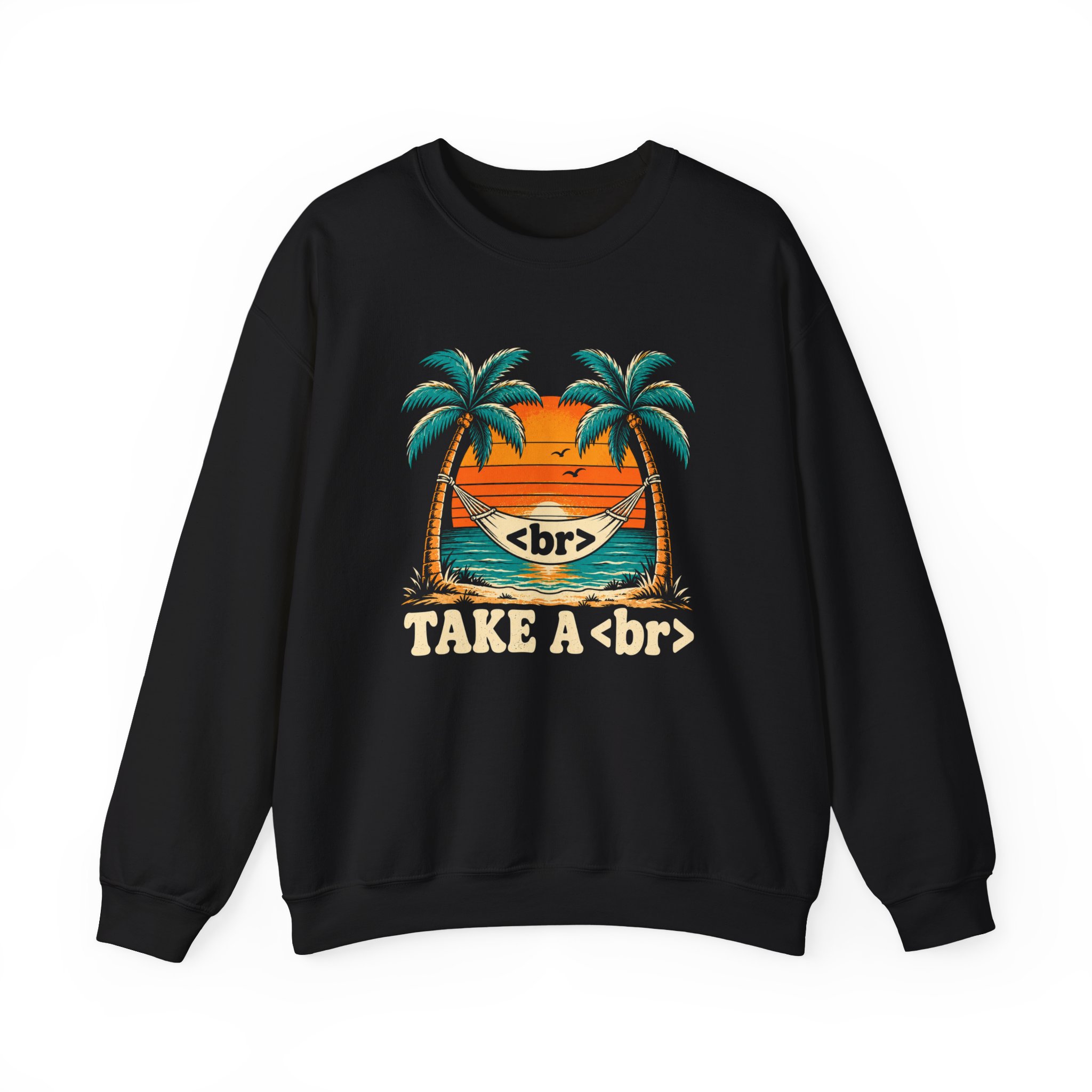 Take a Break Hammock crewneck sweatshirt in Black, front view