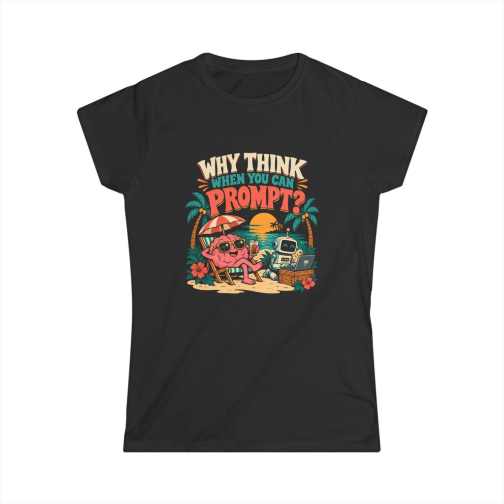 Prompt Beach Brain women's T-shirt in Black, front view