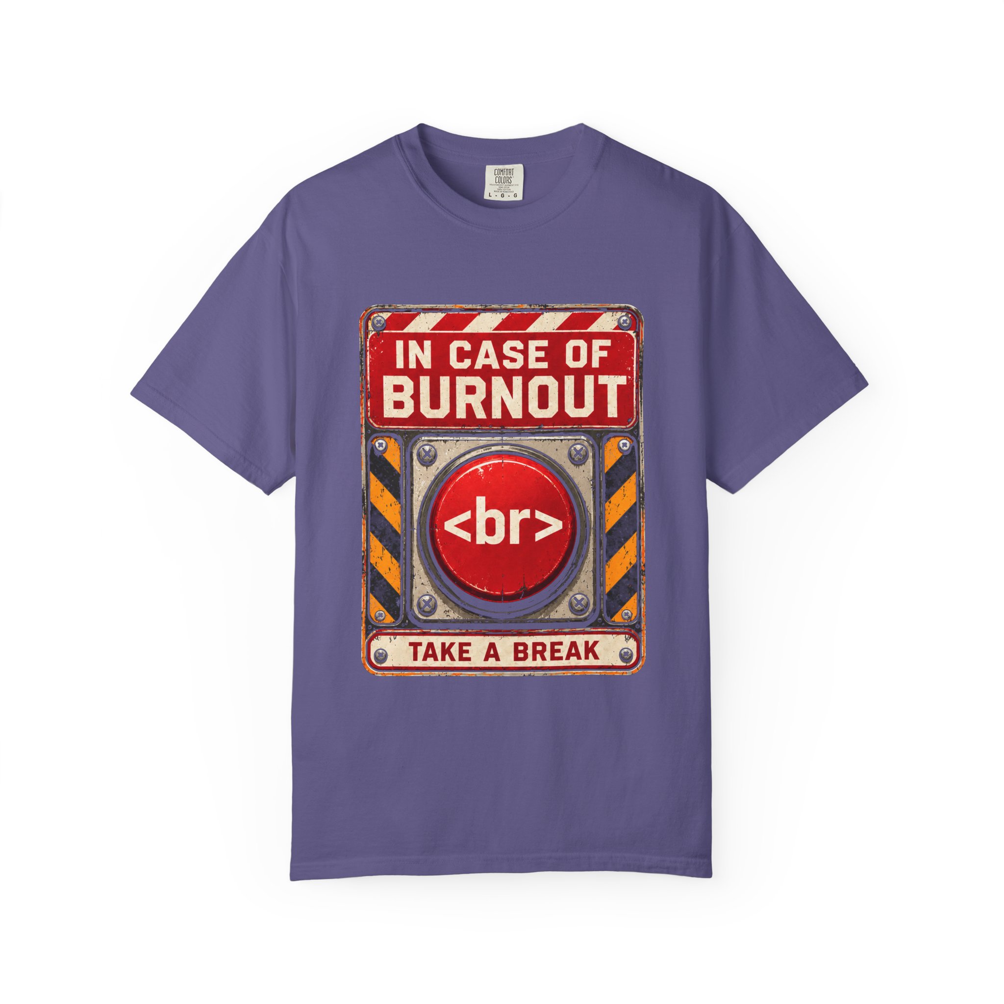 In Case of Burnout T-shirt in Grape, front view