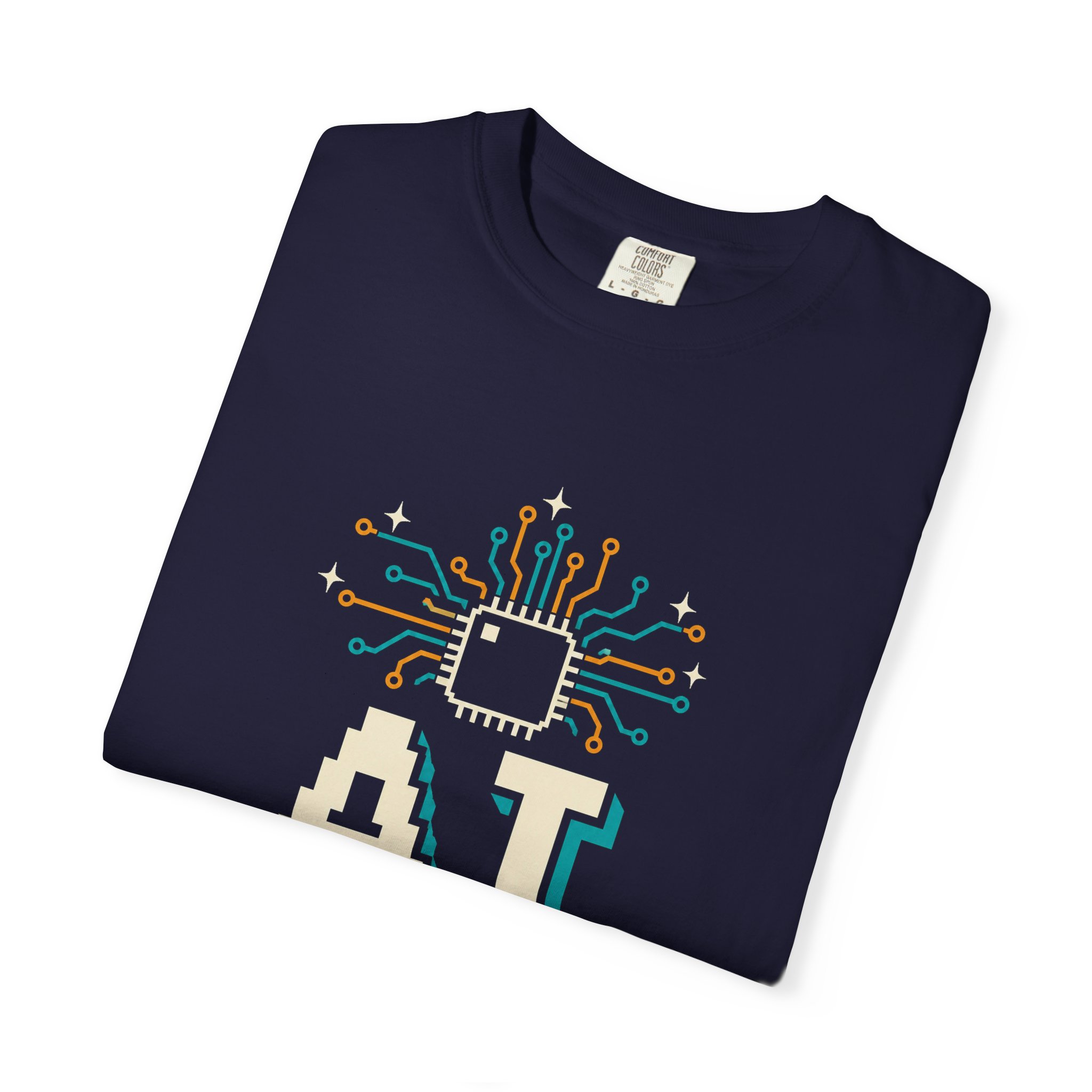 AI Magic Chip T-shirt in True Navy, folded