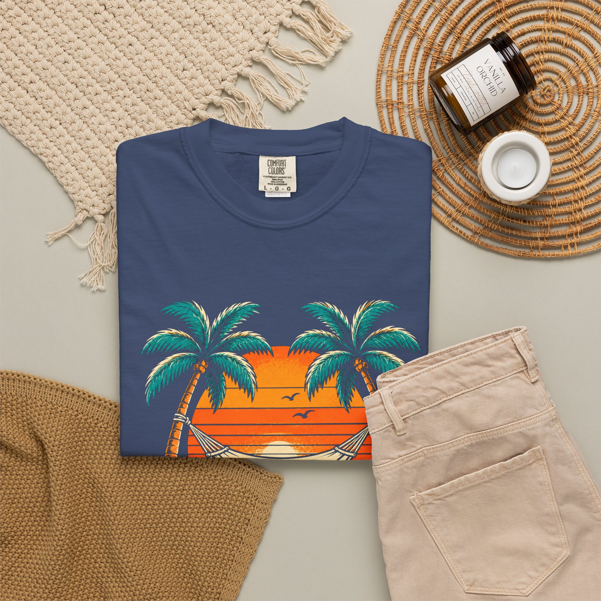 Take a Break Hammock T-shirt in China Blue, folded 2