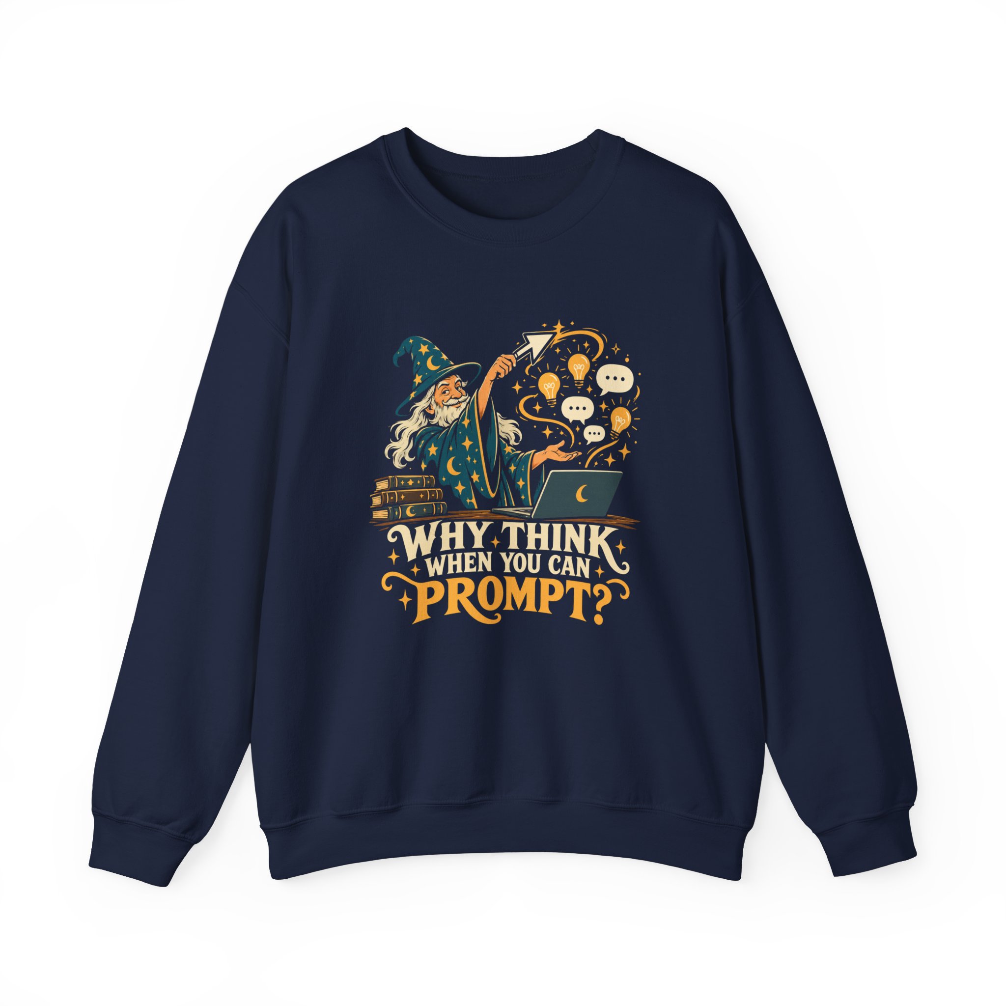 Prompt Wizard crewneck sweatshirt in Navy, front view