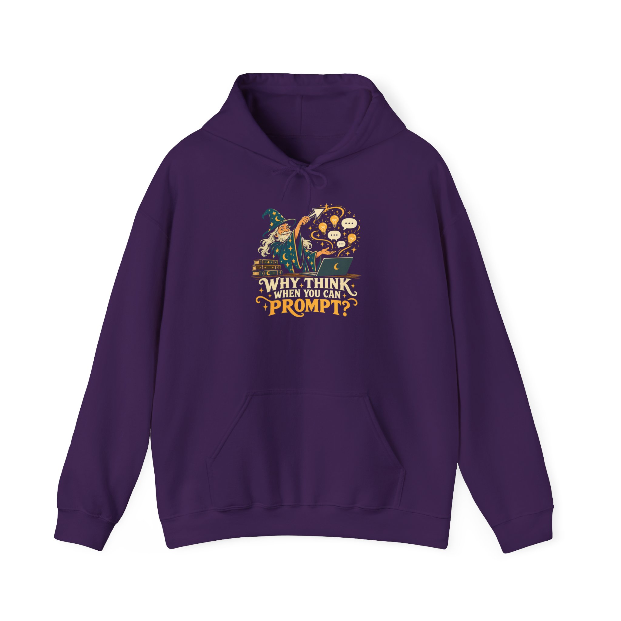 Prompt Wizard hoodie in Purple, front view