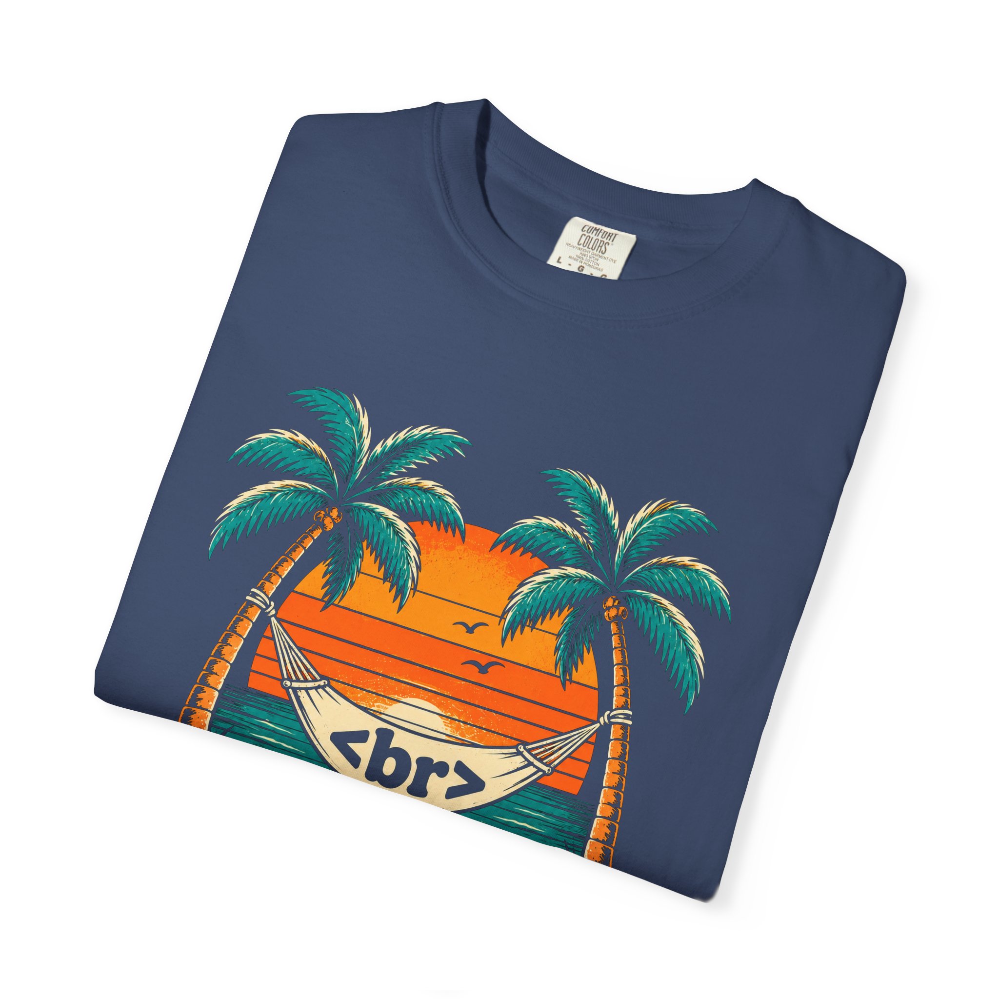 Take a Break Hammock T-shirt in China Blue, folded