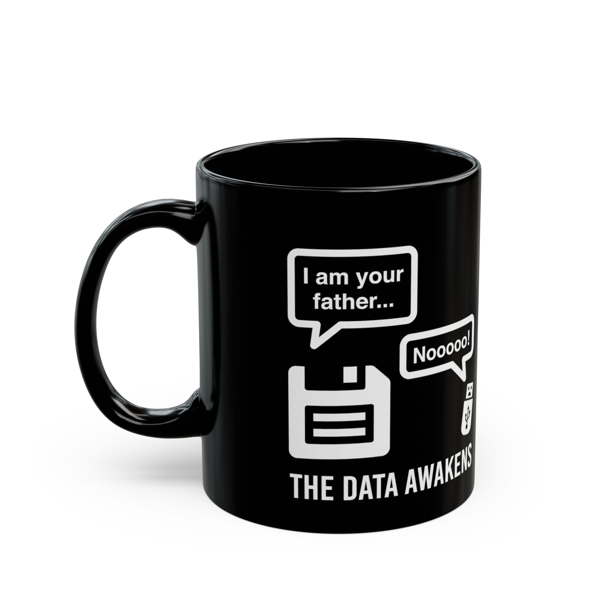 The Data Awakens black mug, 11 oz, left side