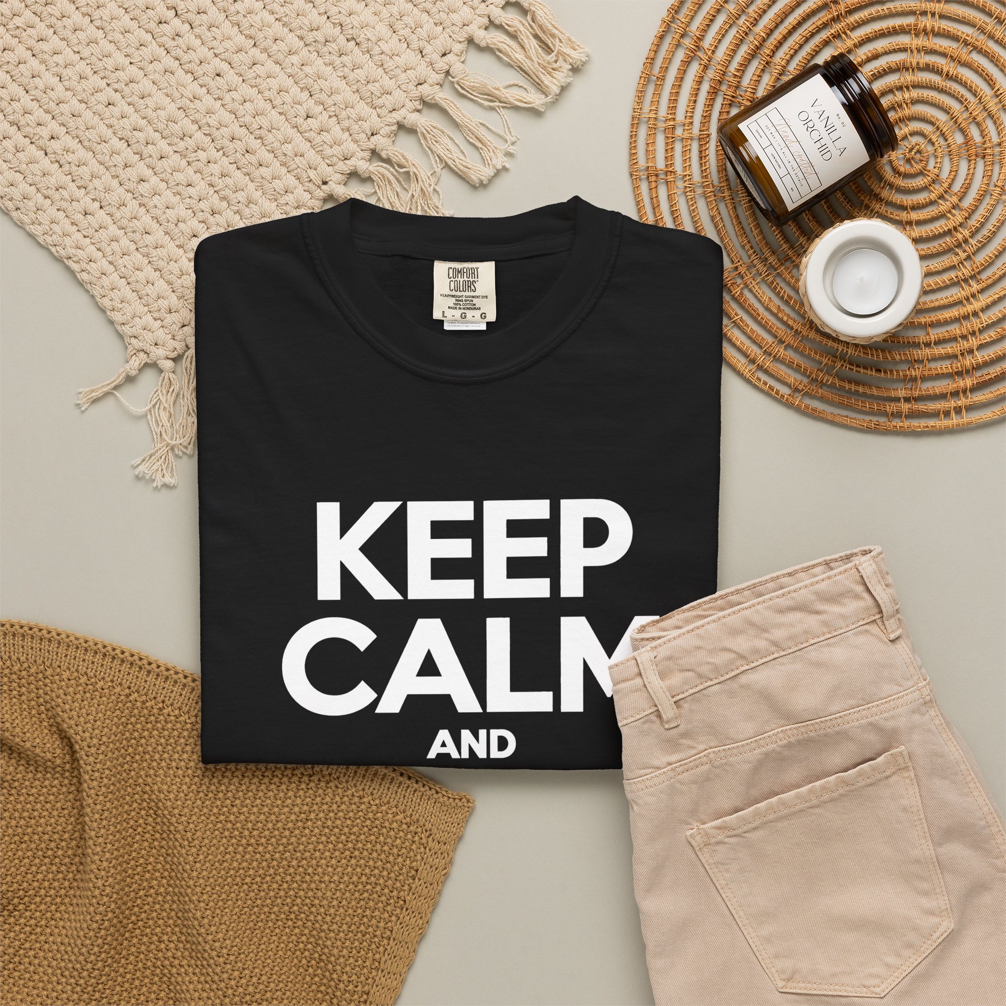 Keep Calm and Take a Break T-shirt in Black, folded 2