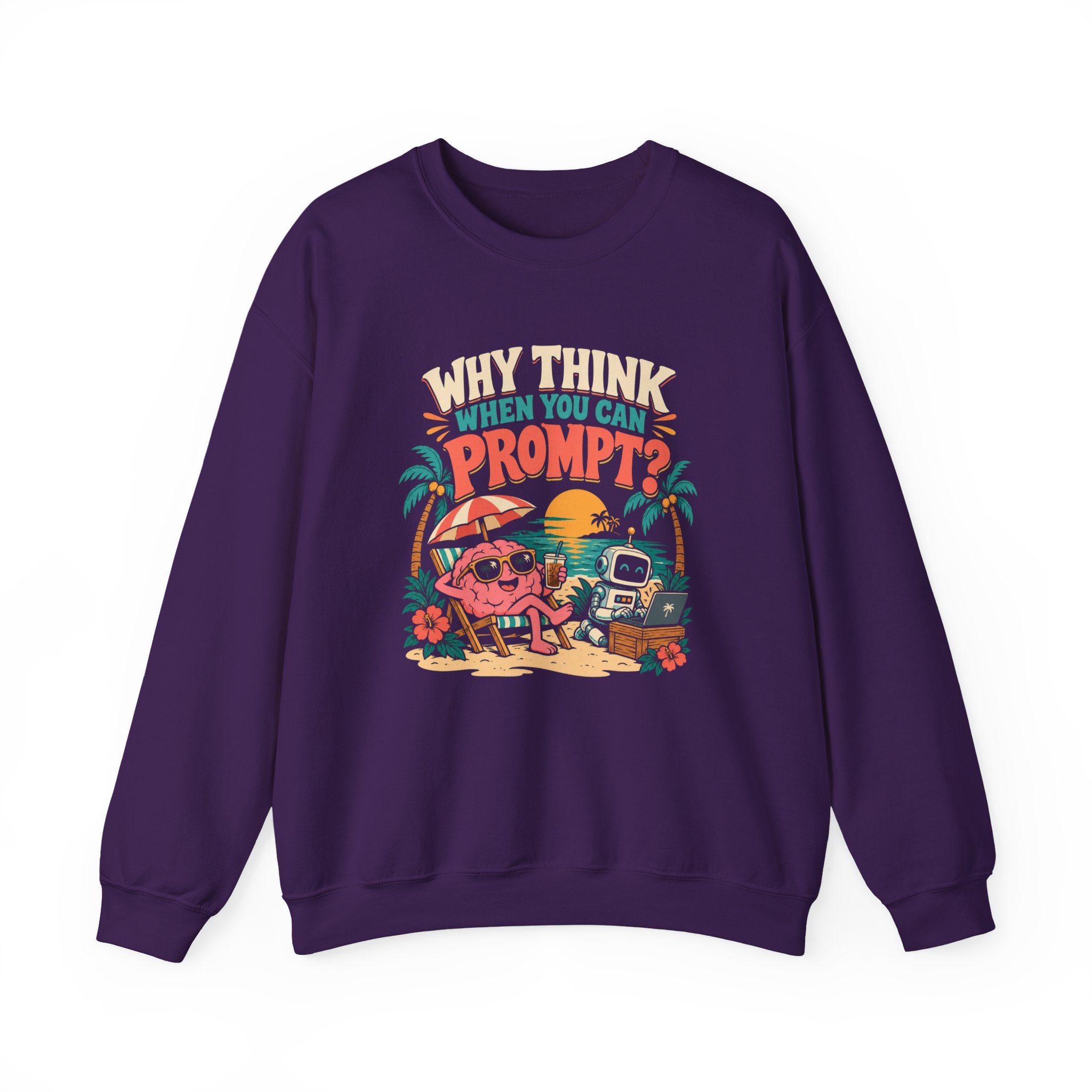 Prompt Beach Brain crewneck sweatshirt in Purple, front view
