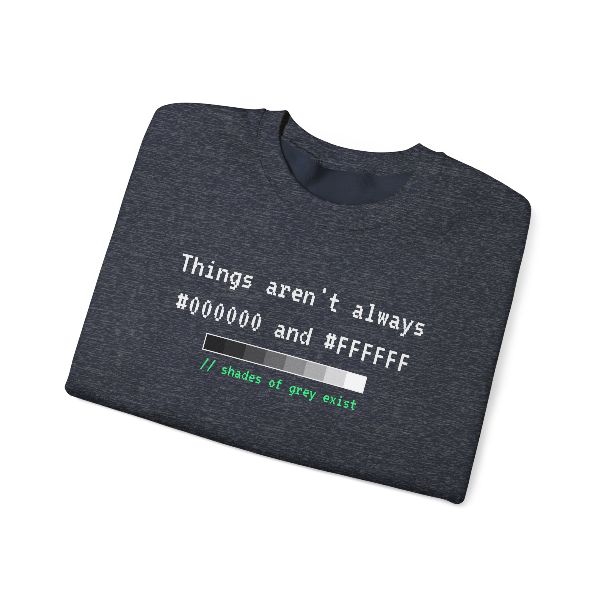 Shades of Grey Exist crewneck sweatshirt in Heather Sport Dark Navy, folded