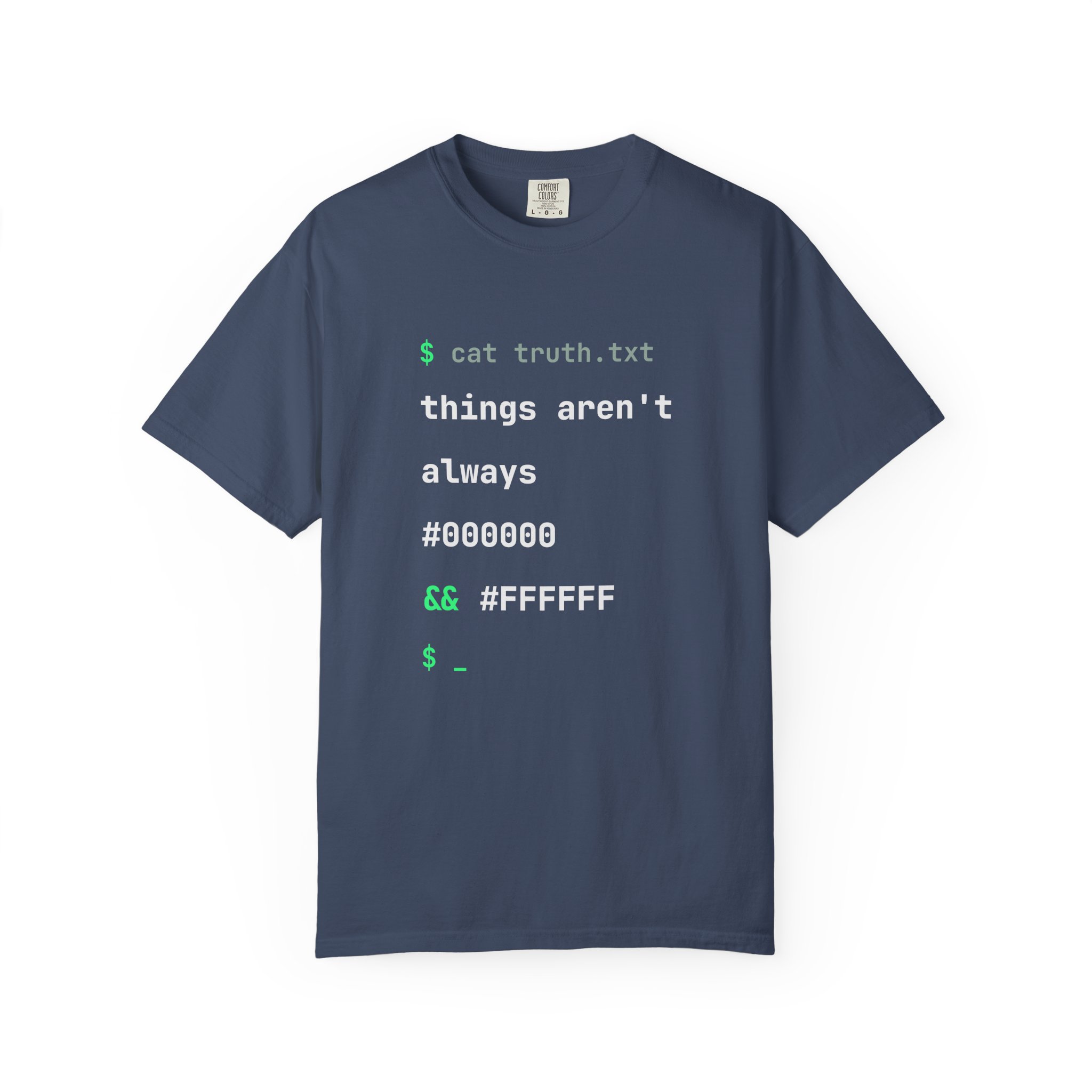 cat truth.txt T-shirt in Midnight, front view