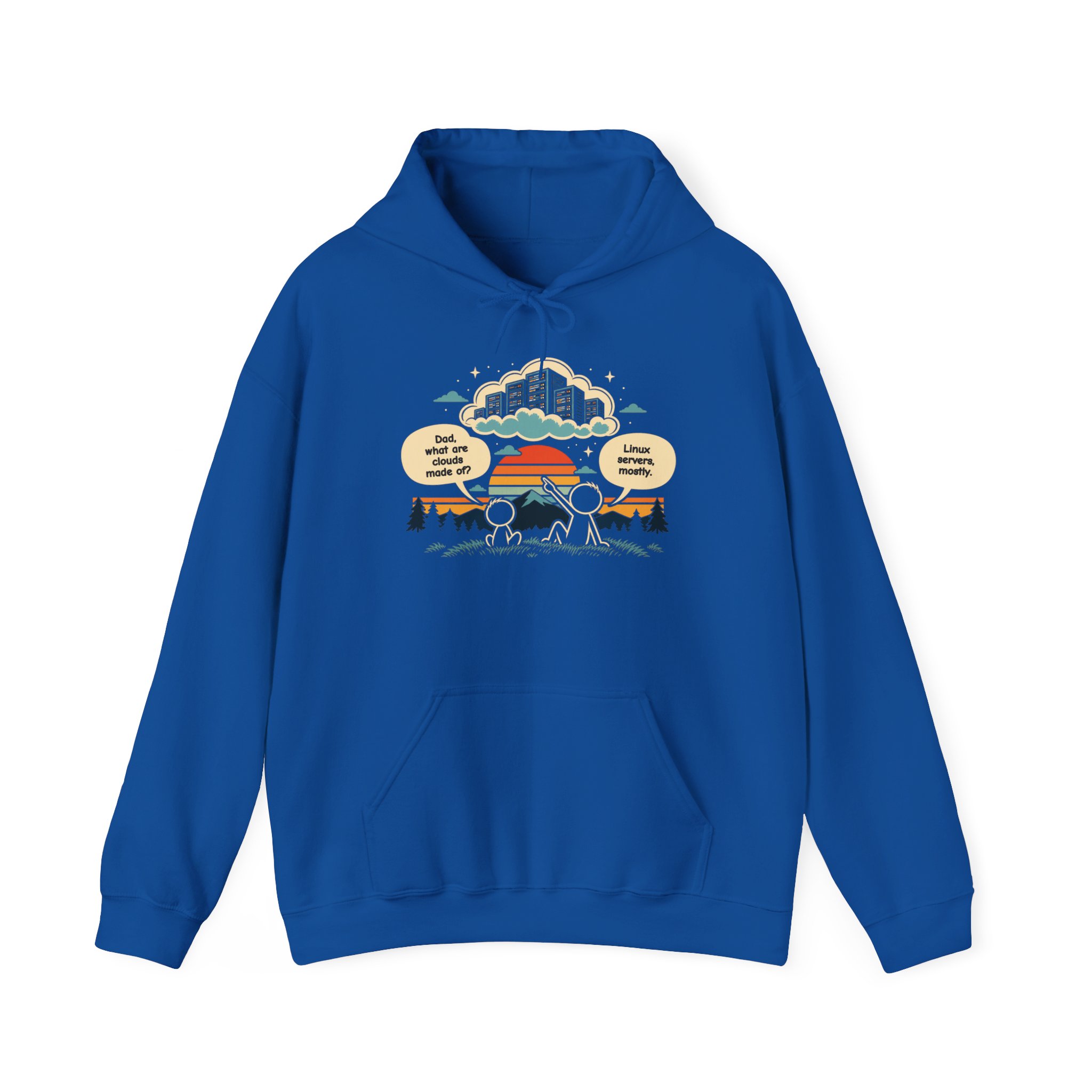 Linux Clouds hoodie in Royal, front view