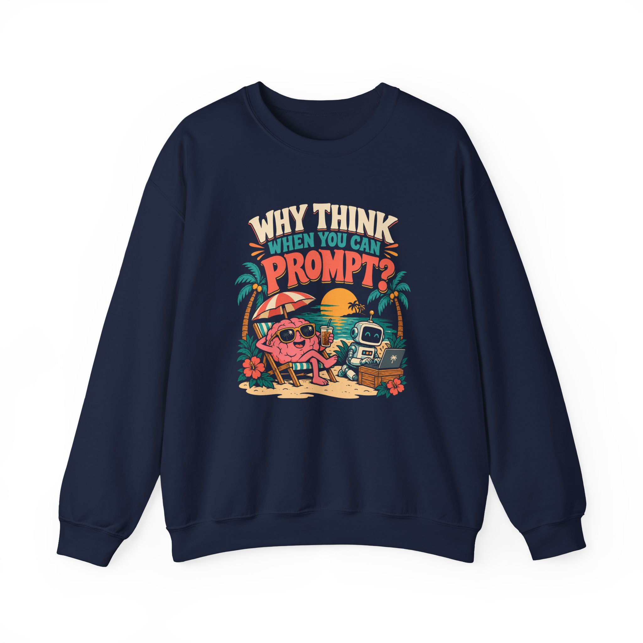 Prompt Beach Brain crewneck sweatshirt in Navy, front view