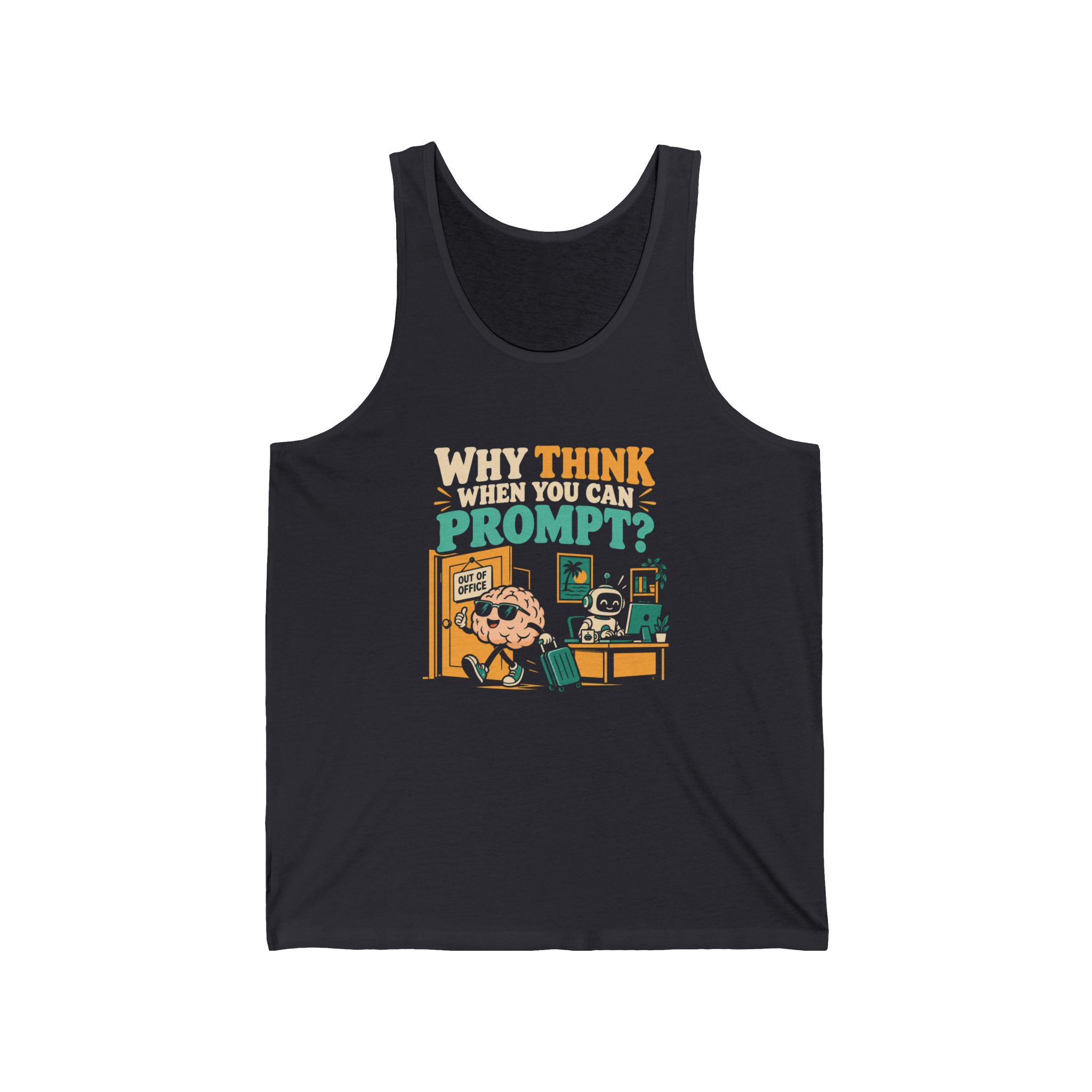 Prompt Out of Office unisex tank in Dark Grey, front view