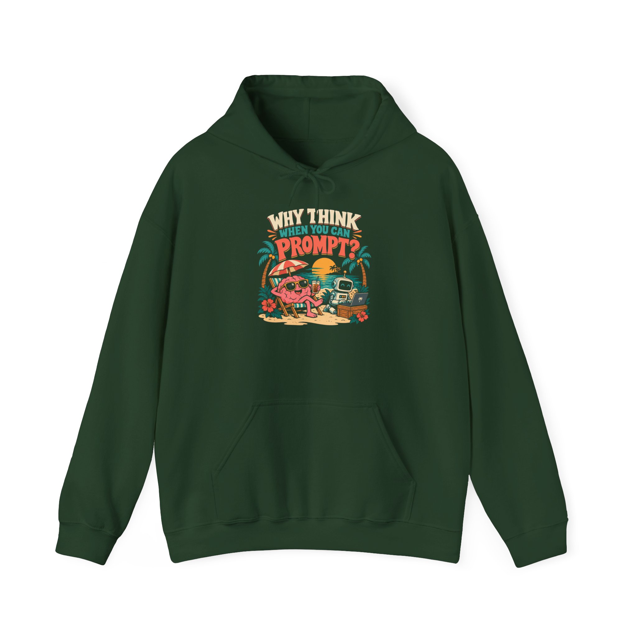 Prompt Beach Brain hoodie in Forest Green, front view
