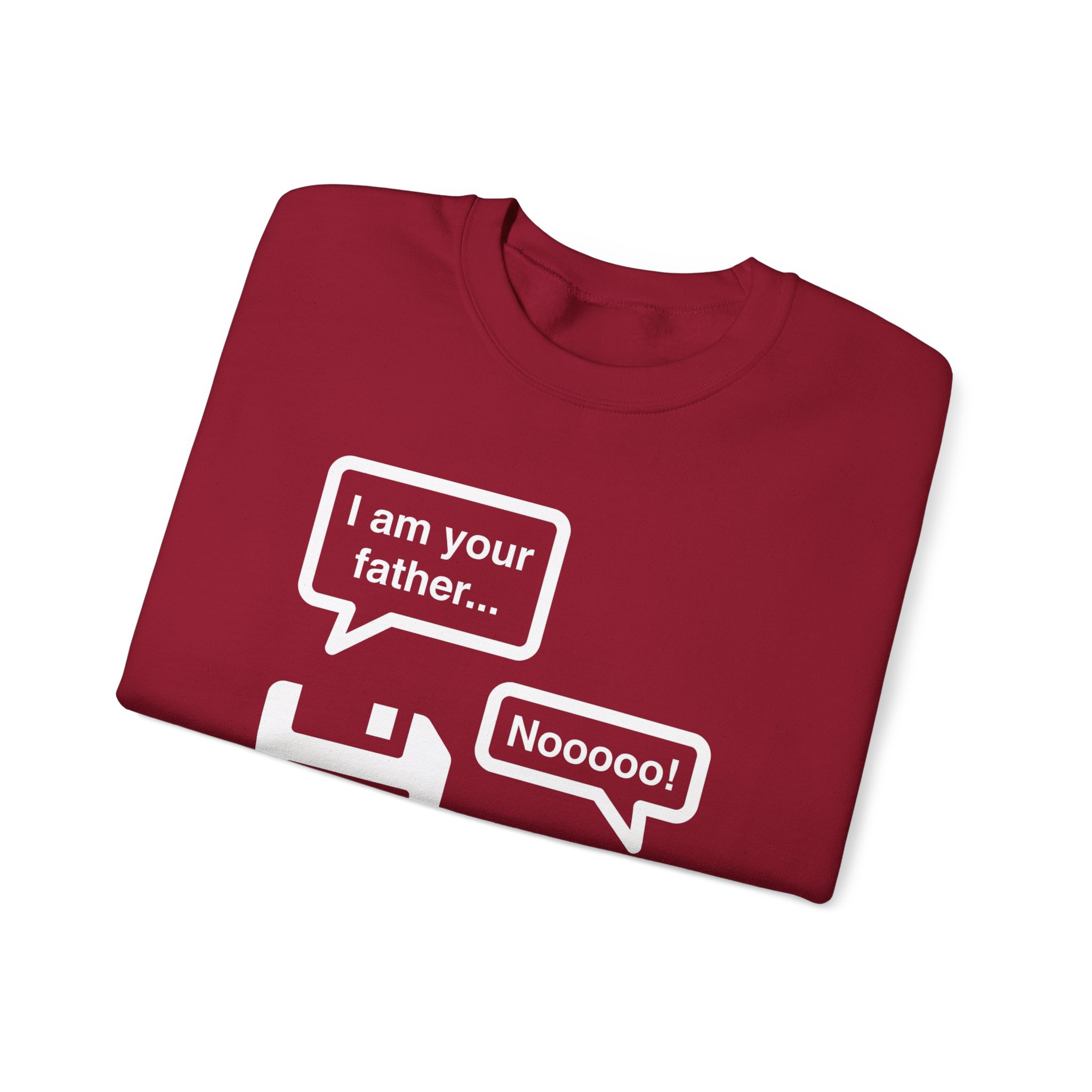 The Data Awakens crewneck sweatshirt in Cardinal Red, folded