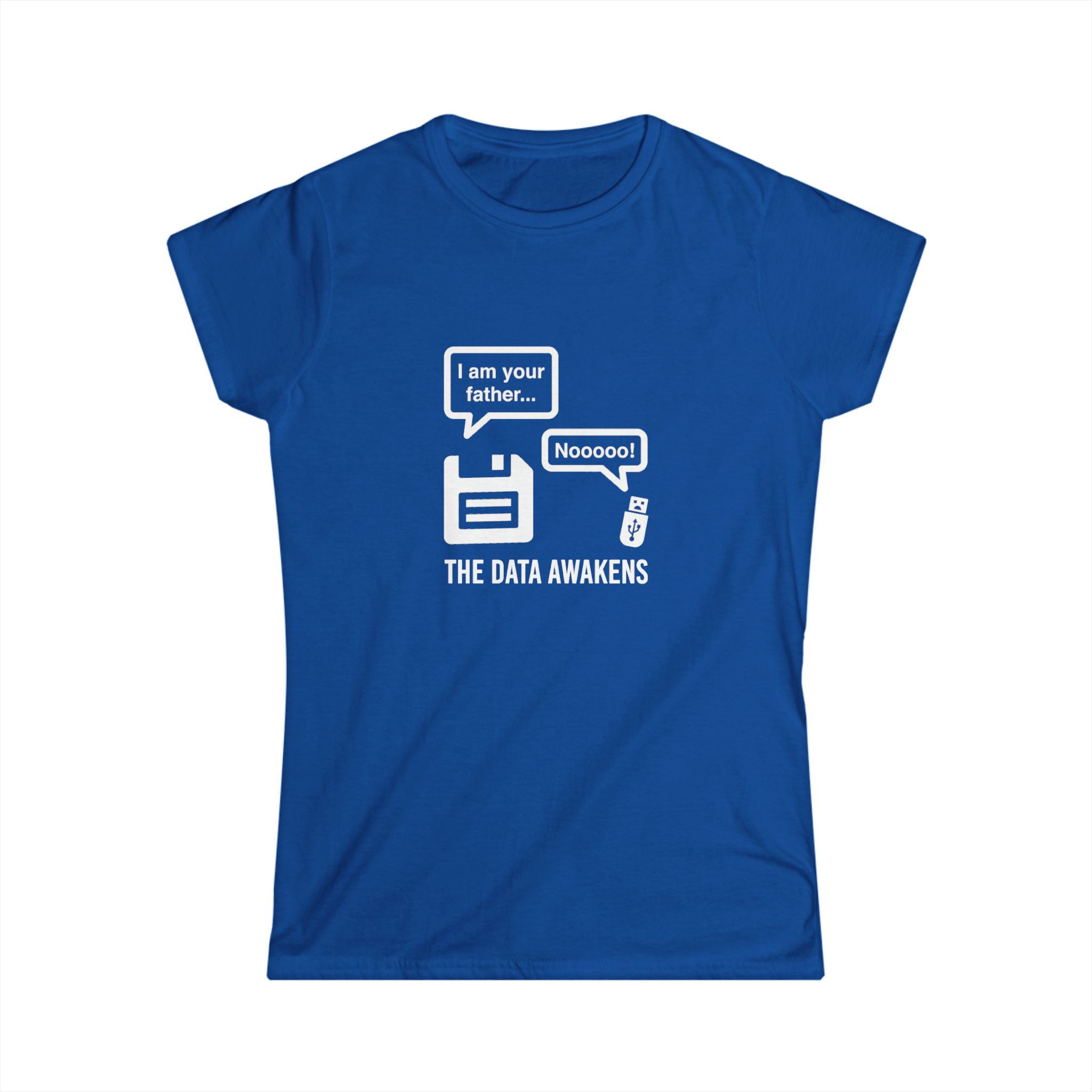 The Data Awakens women's T-shirt in Royal, front view