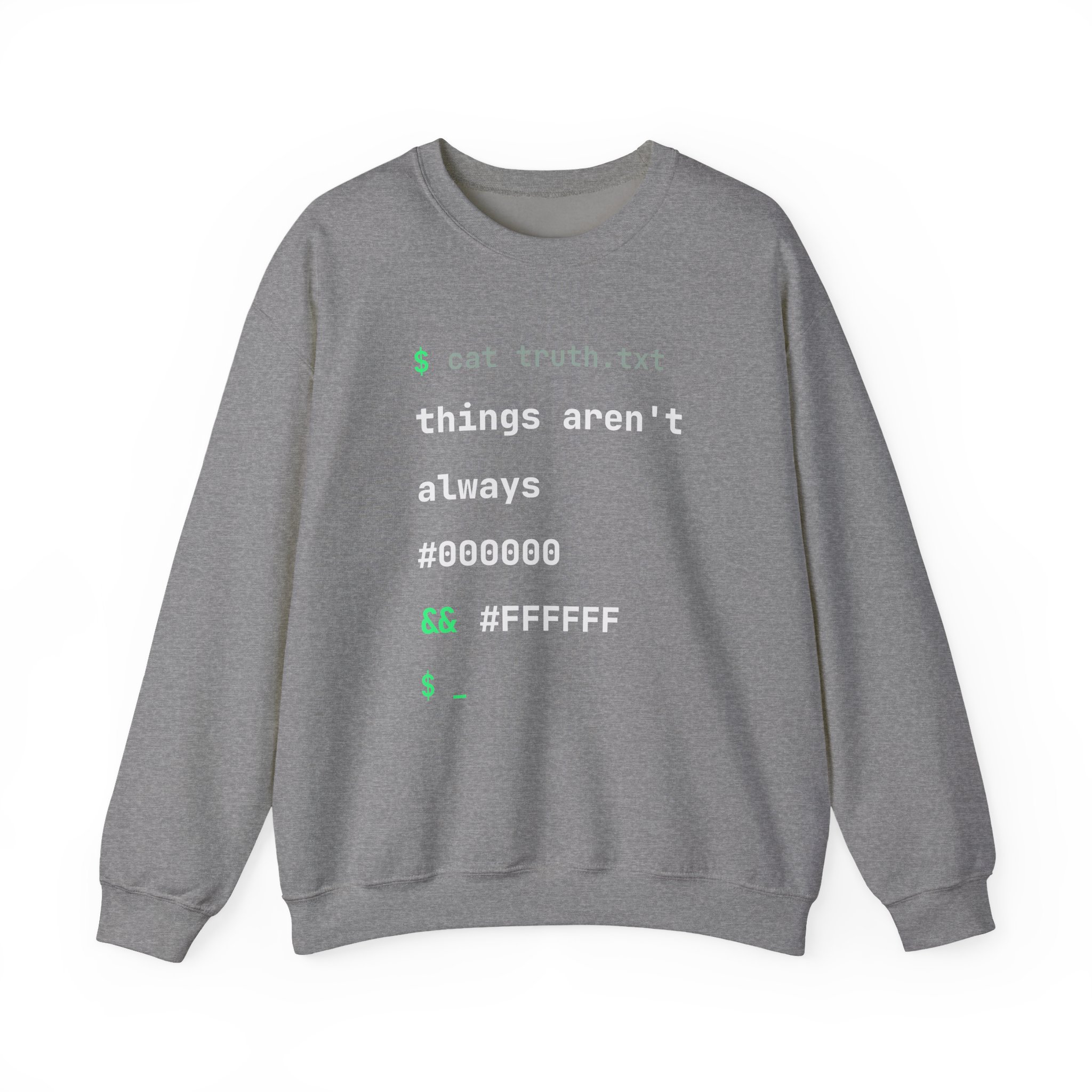 cat truth.txt crewneck sweatshirt in Graphite Heather, front view