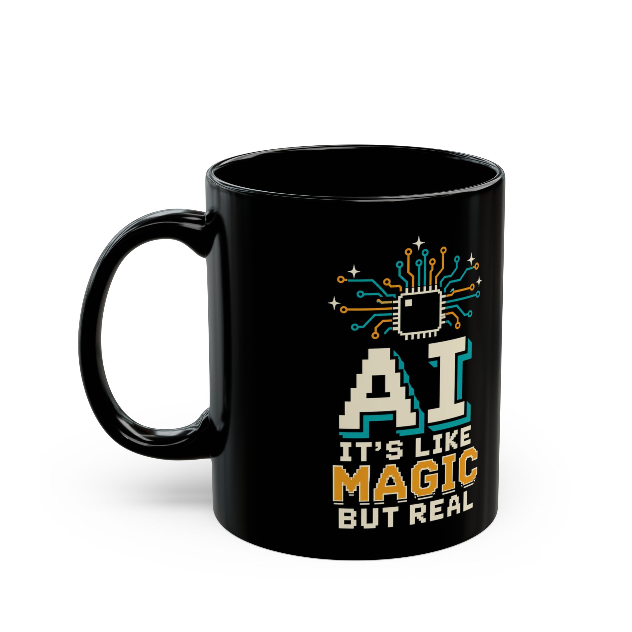 AI Magic Chip black mug, 11 oz, left side
