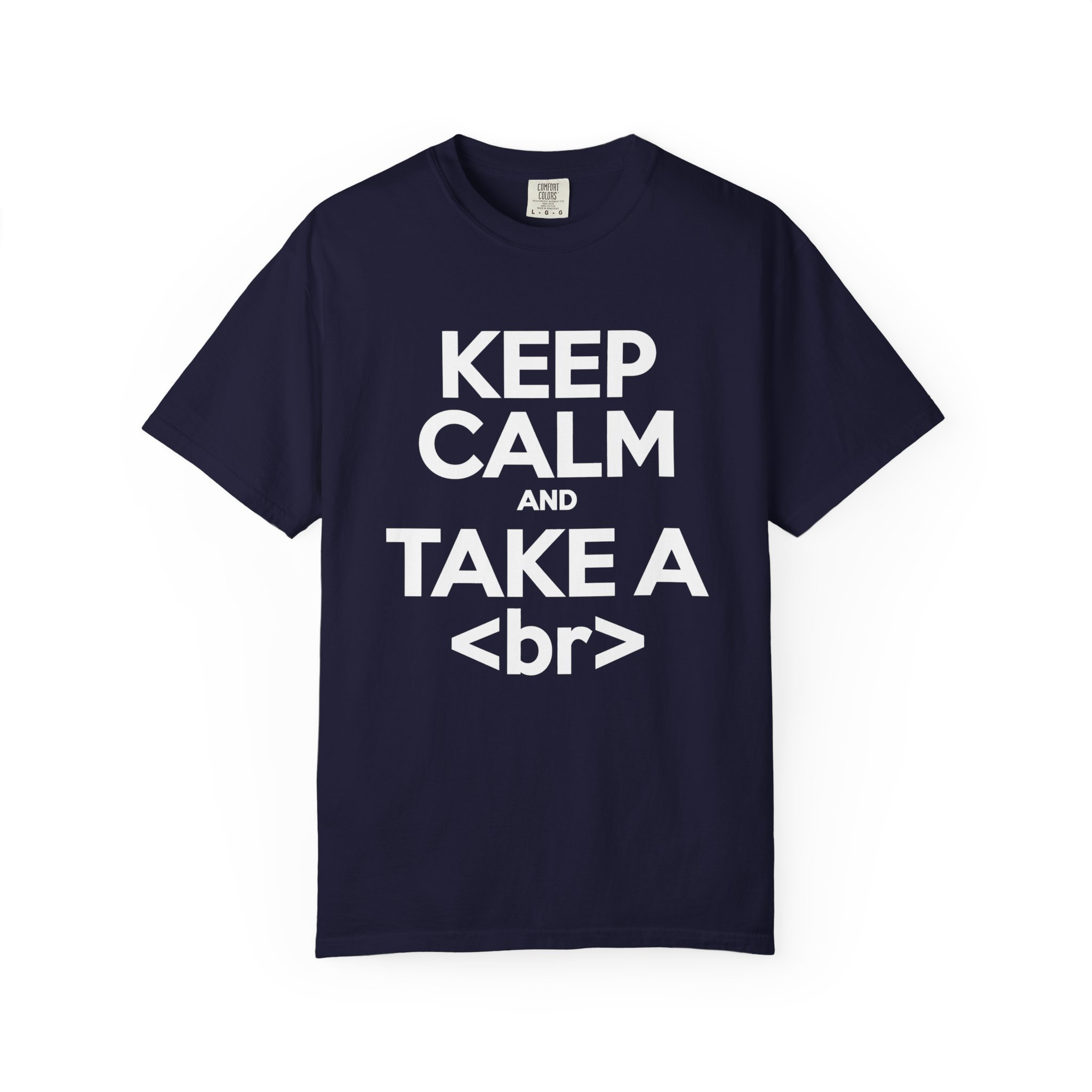 Keep Calm and Take a Break T-shirt in True Navy, front view