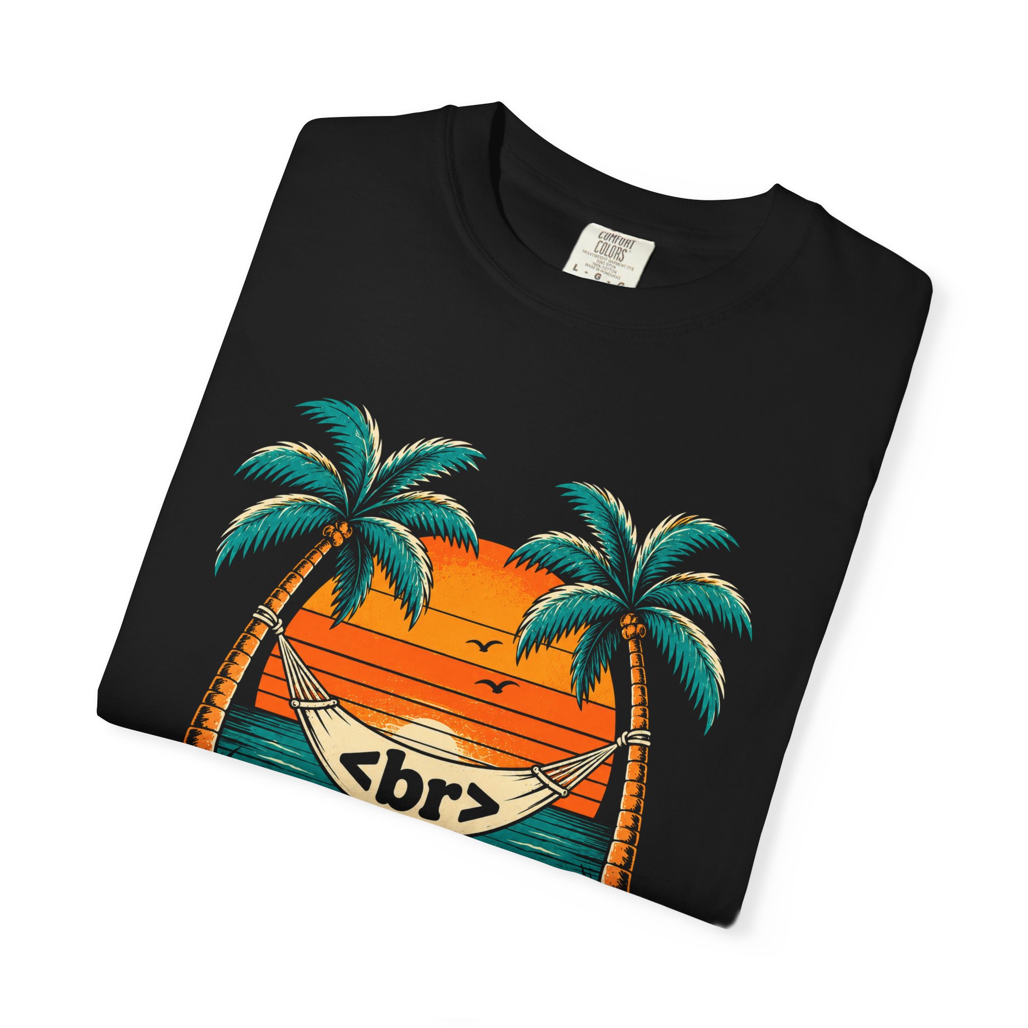 Take a Break Hammock T-shirt in Black, folded