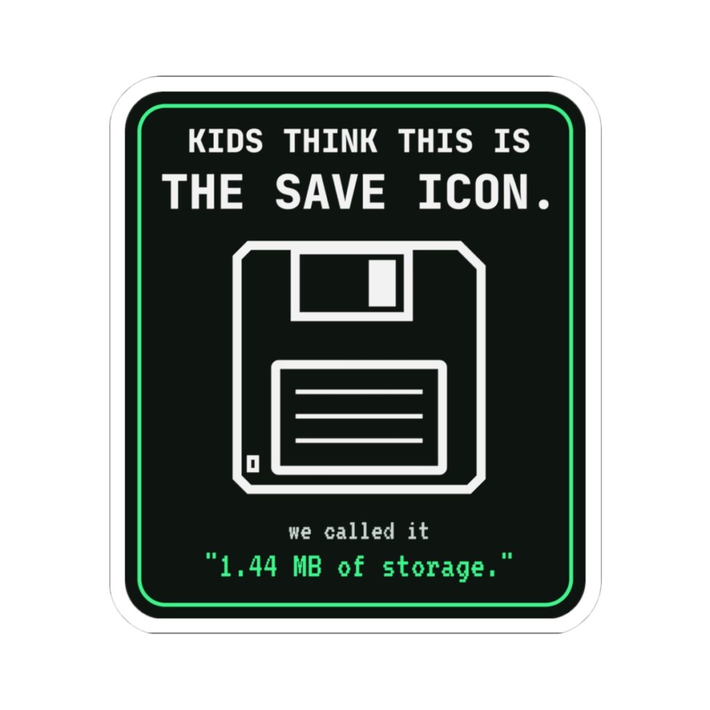 The Original Save Icon sticker, 3 inch, front view