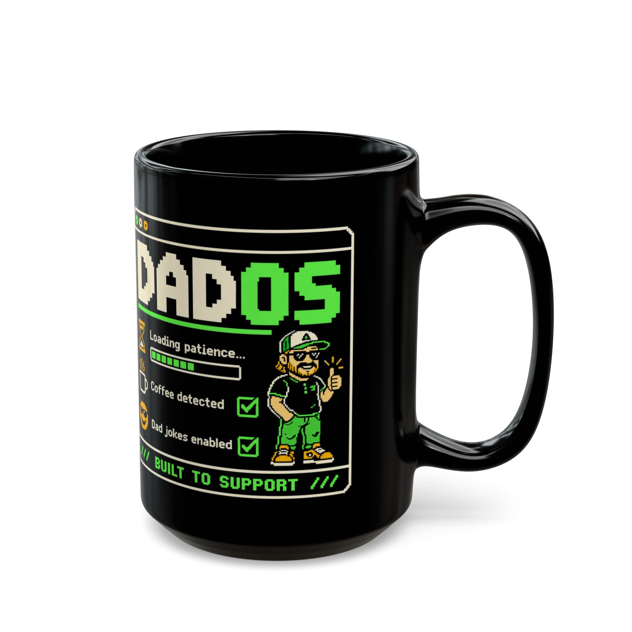 DadOS black mug, 15 oz, right side