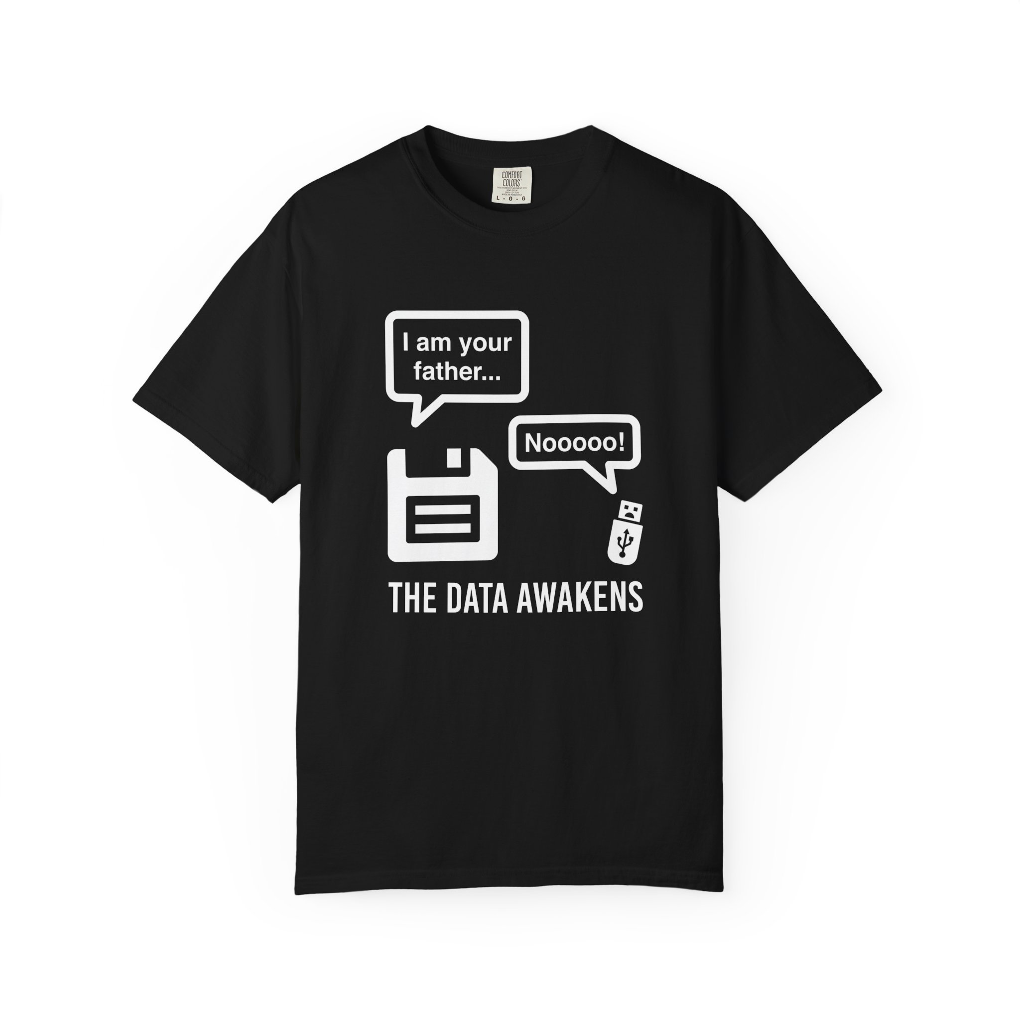 The Data Awakens T-shirt in Black, front view