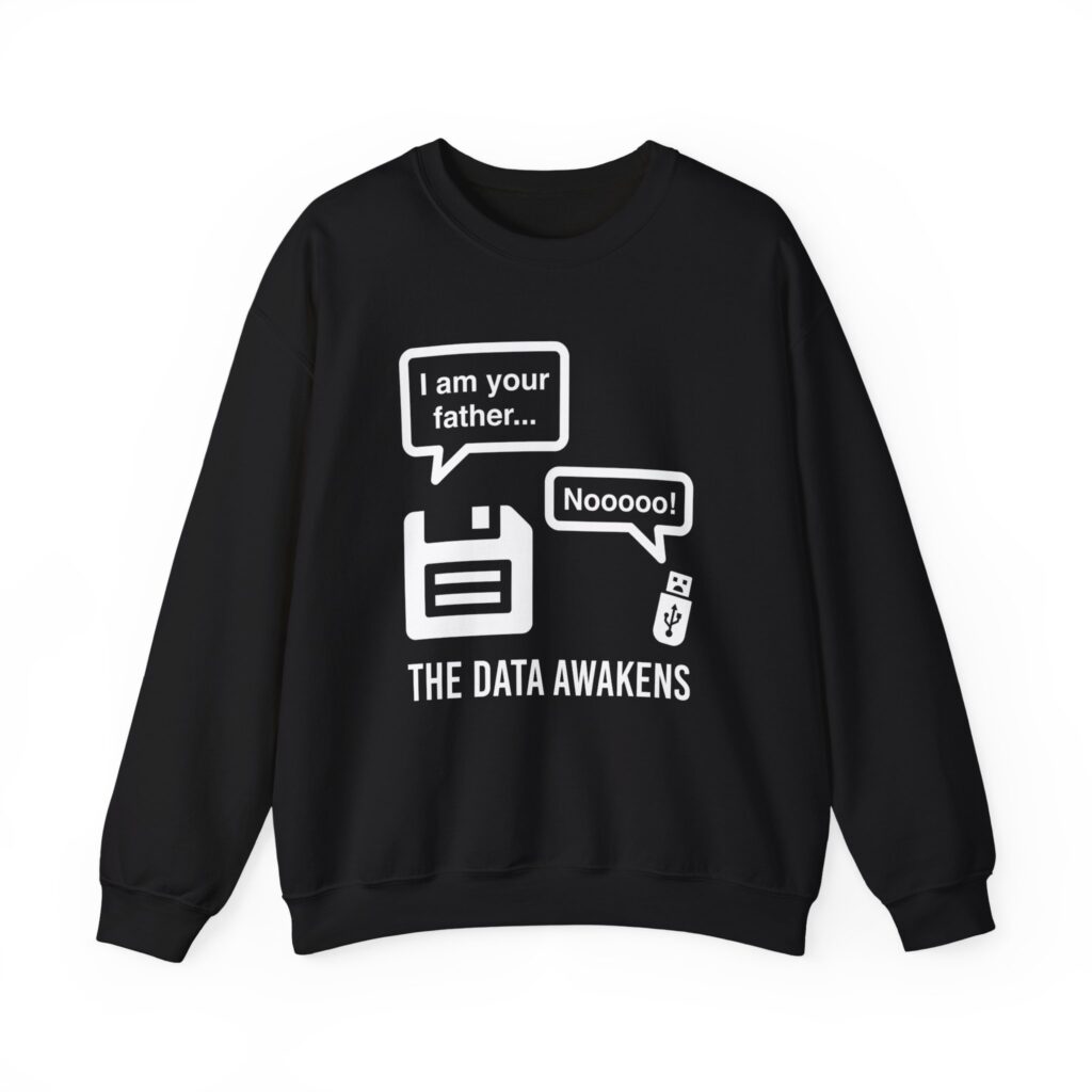 The Data Awakens crewneck sweatshirt in Black, front view