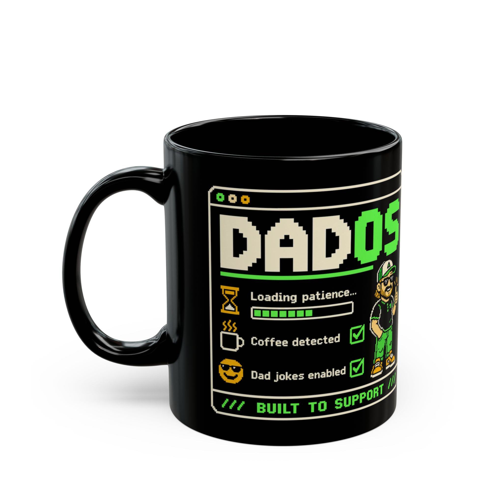 DadOS black mug, 11 oz, left side