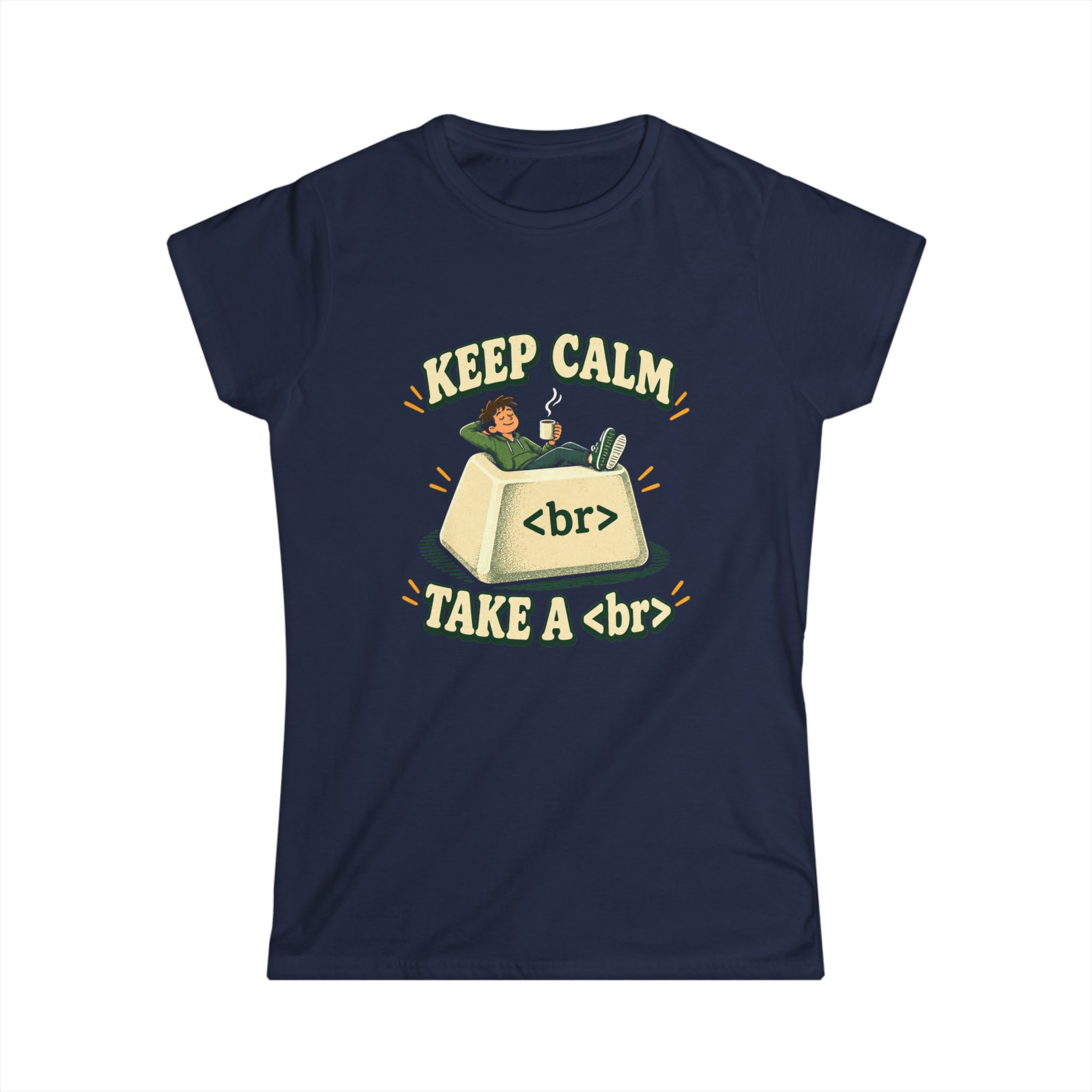 Keep Calm Keycap women's T-shirt in Navy, front view