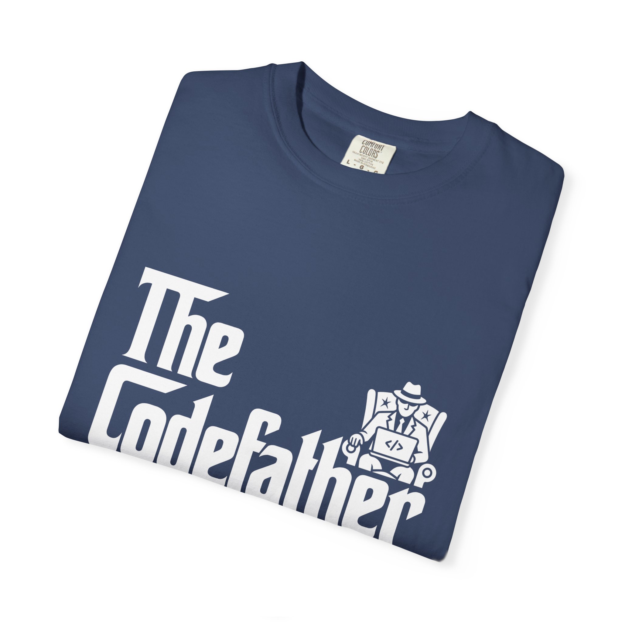 The Codefather T-shirt in China Blue, folded