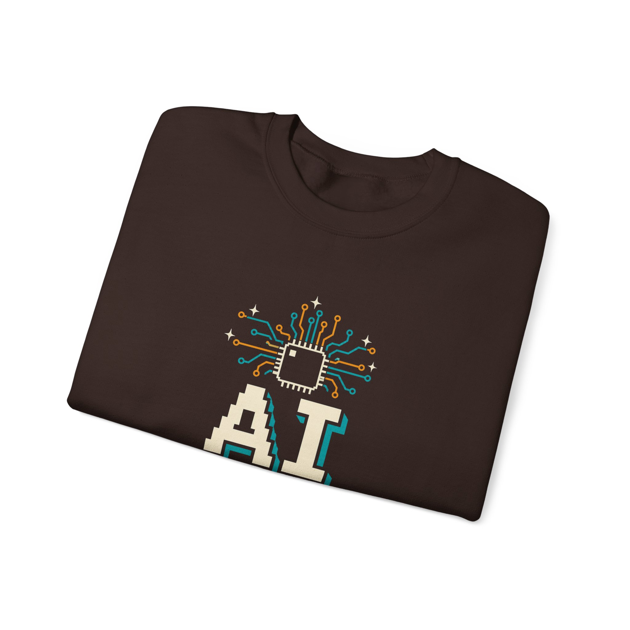 AI Magic Chip crewneck sweatshirt in Dark Chocolate, folded