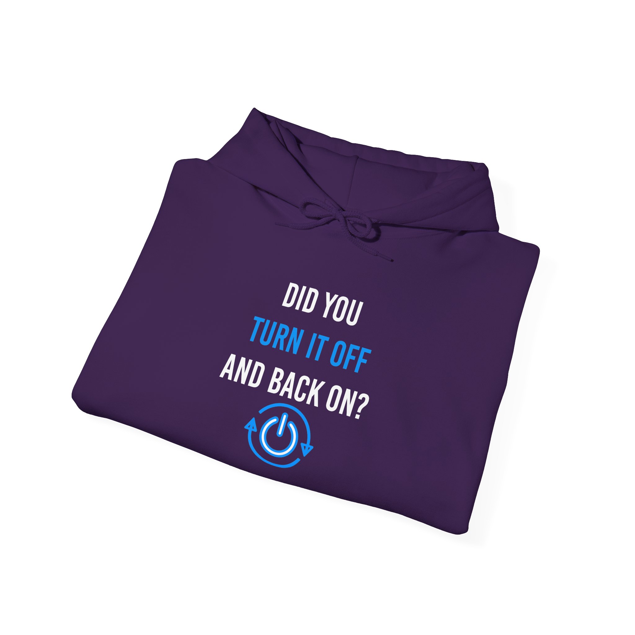 Did You Turn It Off and Back On? hoodie in Purple, folded
